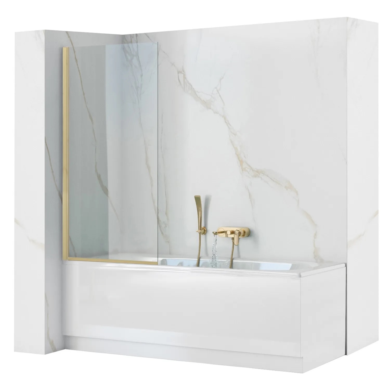 Rea Elegant Gold parawan nawannowy 70 cm złoty szczotkowany/szkło przezroczyste REA-W6600