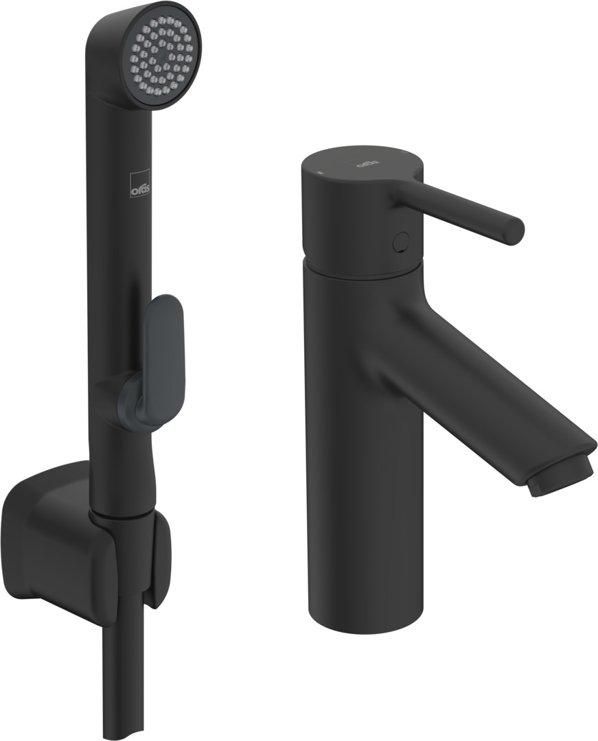 Oras Optima mitigeur de lavabo avec douchette bidet sur pied noir 2606AF-105-33