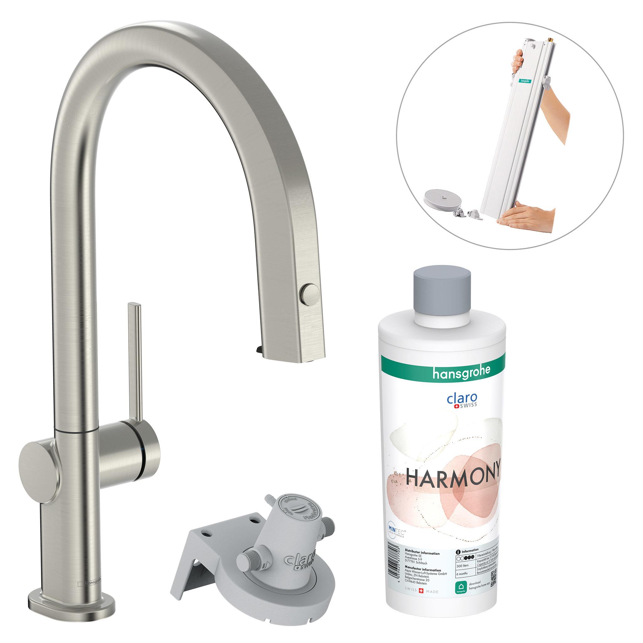 Hansgrohe Aqittura M91 mitigeur de cuisine avec filtre sur pied acier inoxydable 76800800