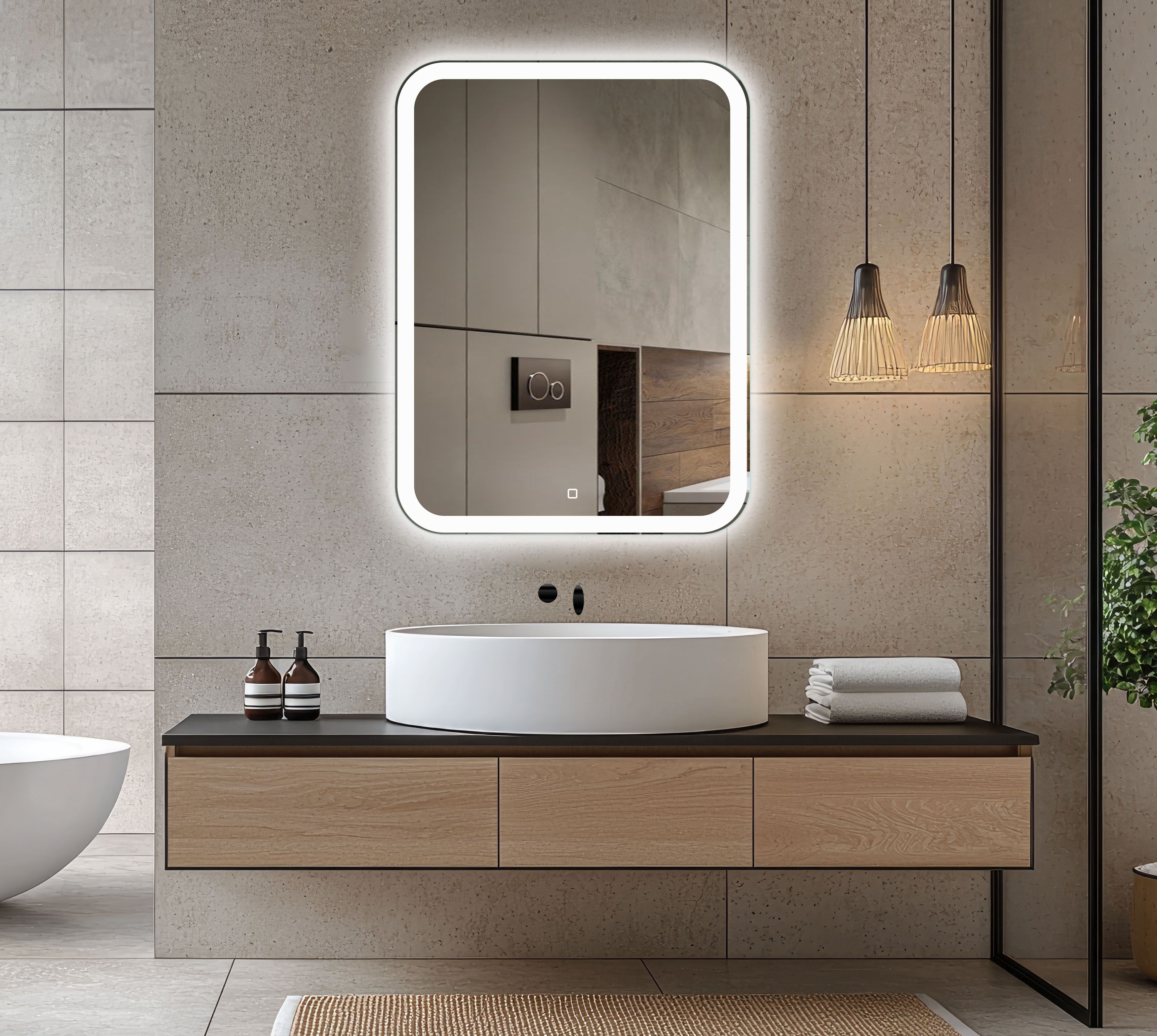 Venti Prima miroir 60x80 cm rectangulaire avec éclairage argenté 5907722357915