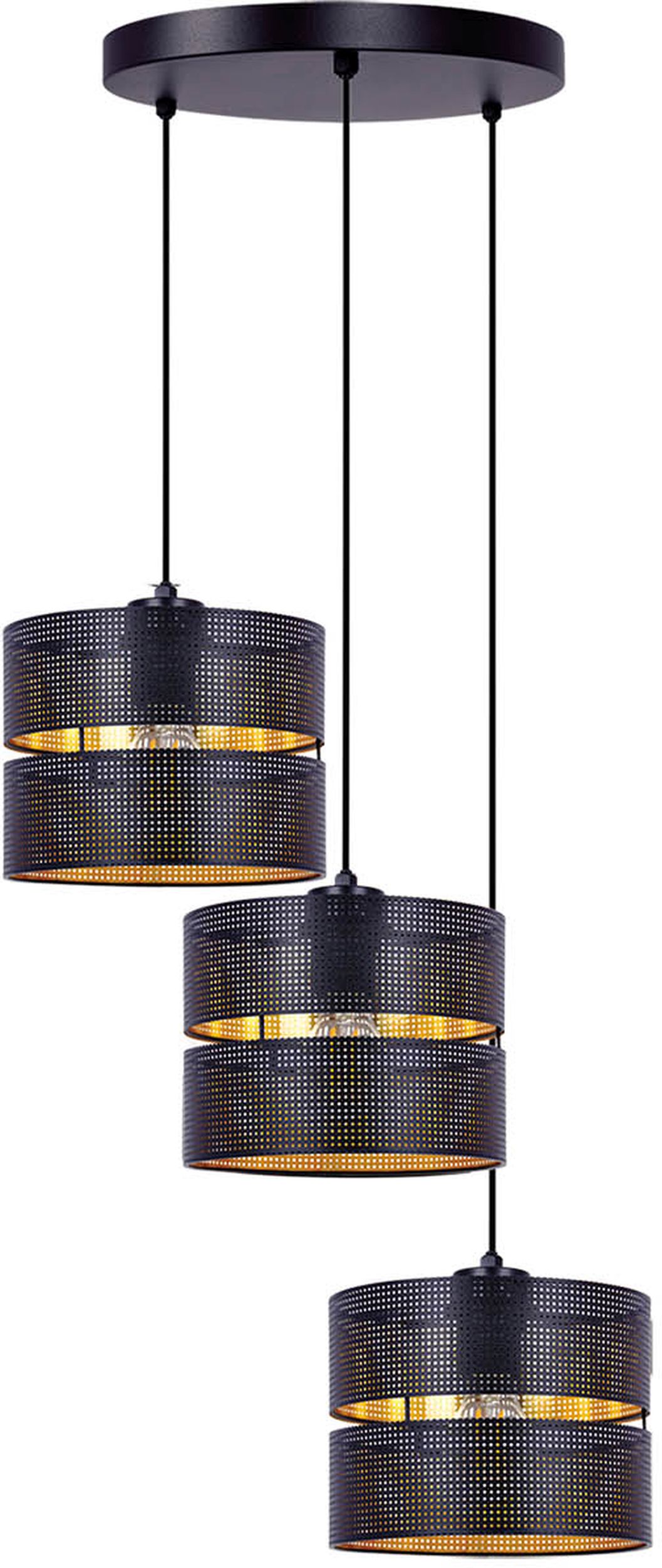 Kaja Zimbo lampe suspendue 3x40 W noir-doré K-5222