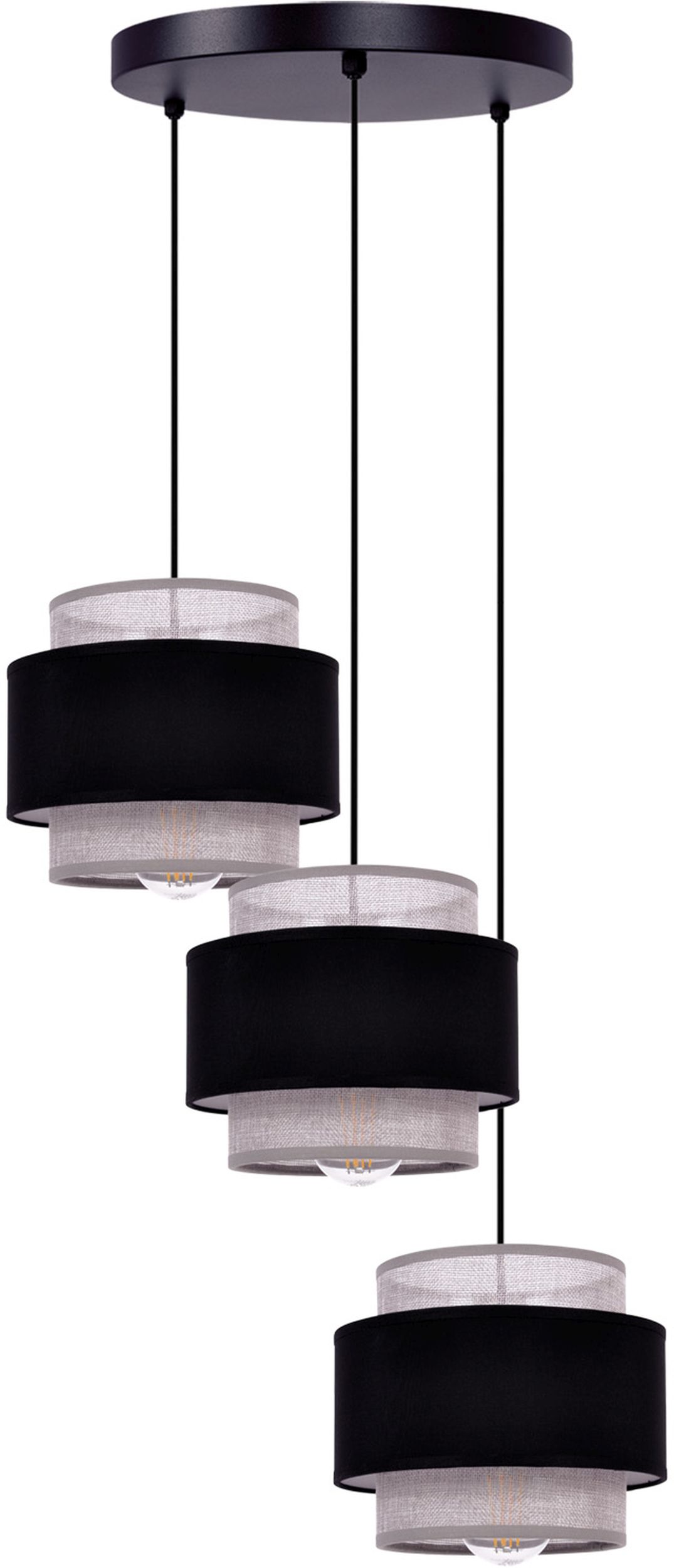 Kaja Etela lampe suspendue 3x40 W noir-gris/cendre K-5172