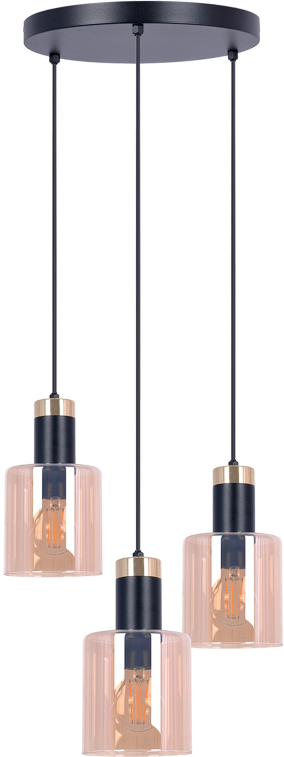 Kaja Alto lampe suspendue 3x40 W noir-doré-ambre K-5257