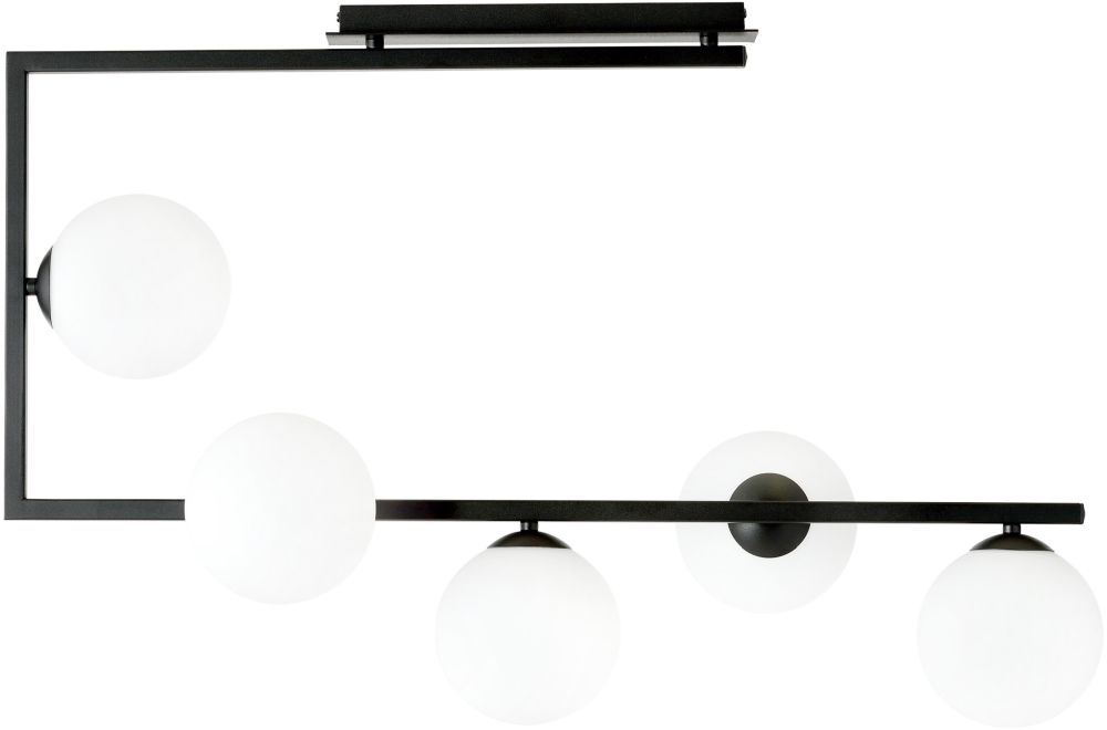 Emibig Soma plafonnier 5x10 W noir-laiteux 1291/5