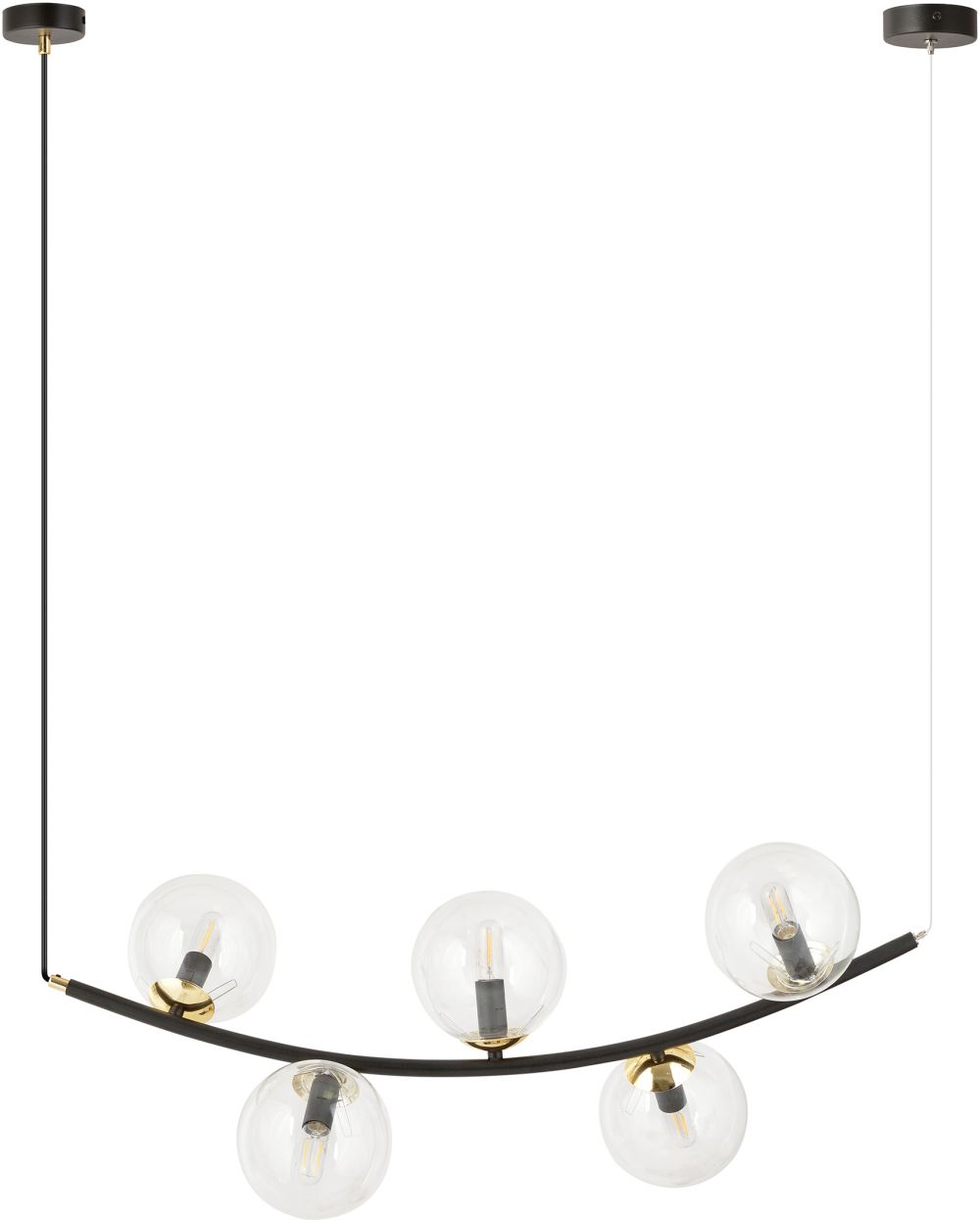 Emibig Ritz lampe suspendue 5x10 W noir-transparent 1296/5