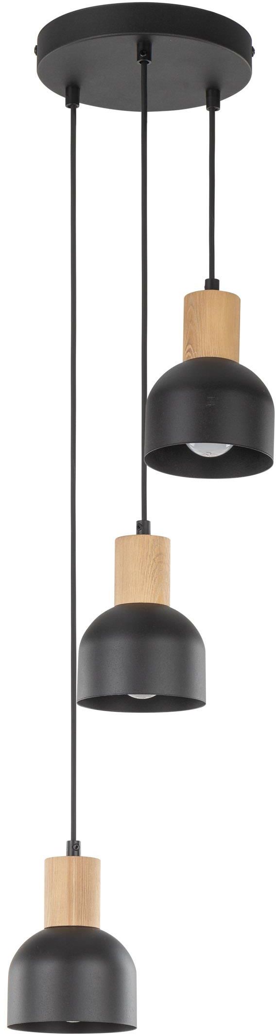 TK Lighting Cairo lampe suspendue 3x15 W noir-bois 4895