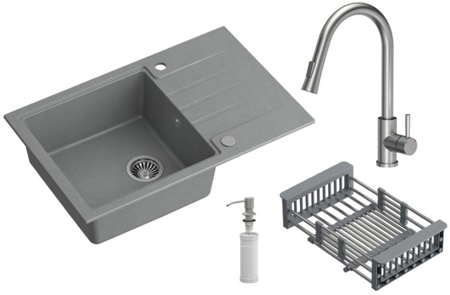 Quadron Comfort 111 évier avec mitigeur et accessoires gris/acier HCQP7850SZK_3673500BS