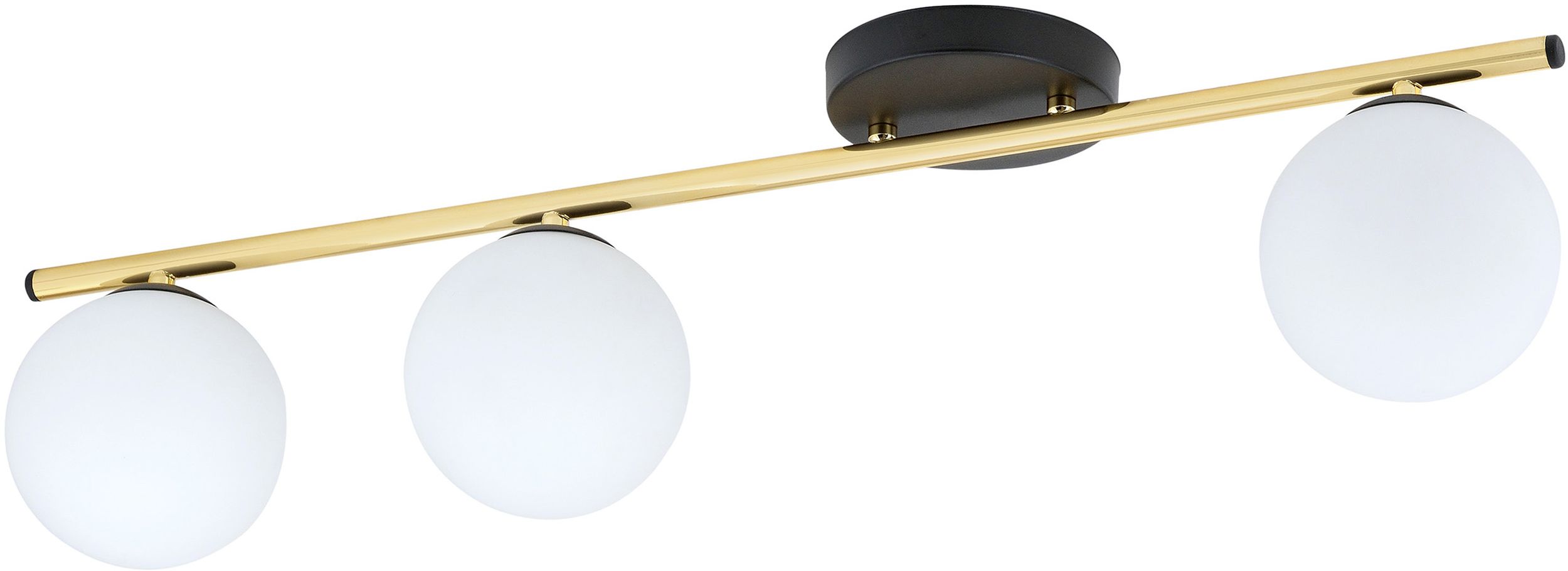 Emibig Monza plafonnier 3x10 W noir-doré-opale 1252/3