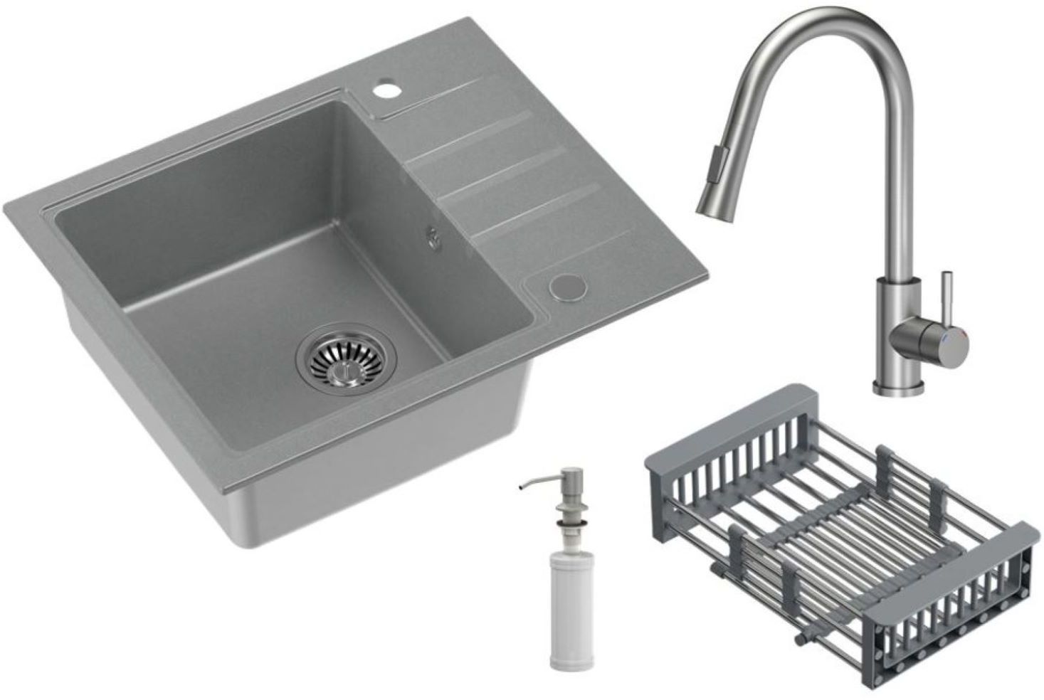 Quadron Comfort 116 évier avec mitigeur et accessoires gris/acier HCQP6250SZK_3673500BS