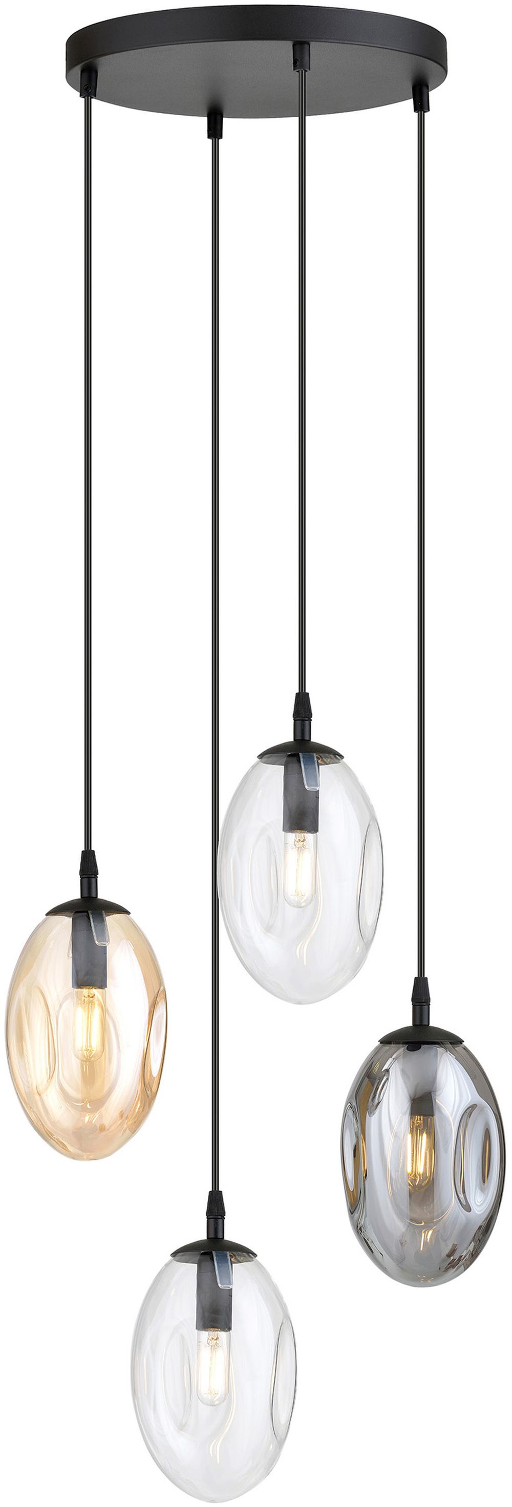 Emibig Astral lampe suspendue 4x10 W noir-transparent-fumé 1268/4PREM