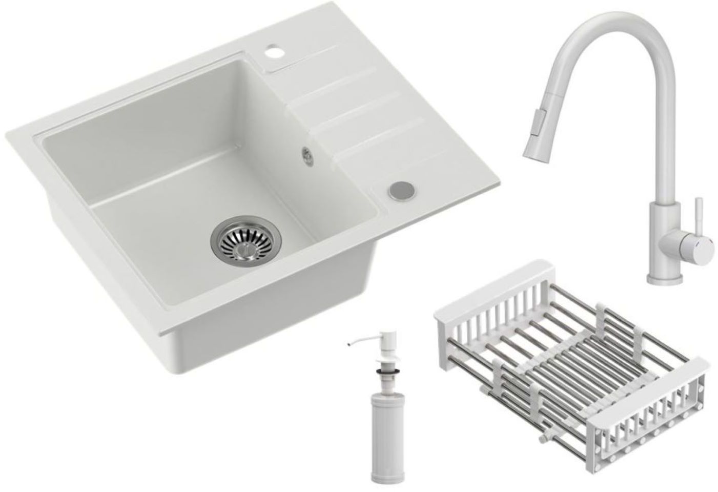 Quadron Comfort 116 évier avec mitigeur et accessoires blanc/blanche HCQP6250BIK_3673500WHM