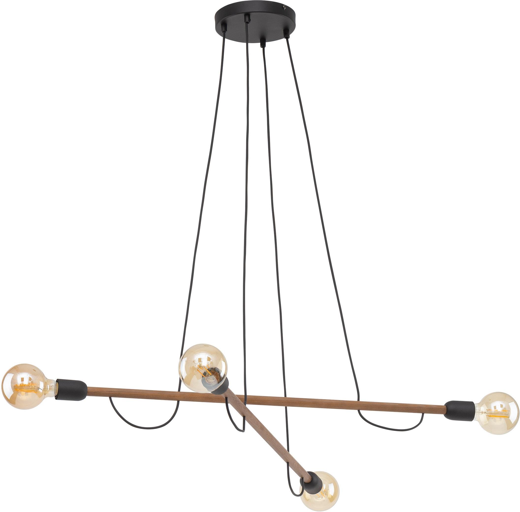 TK Lighting Helix lampe suspendue 4x15 W noir-bois 4949