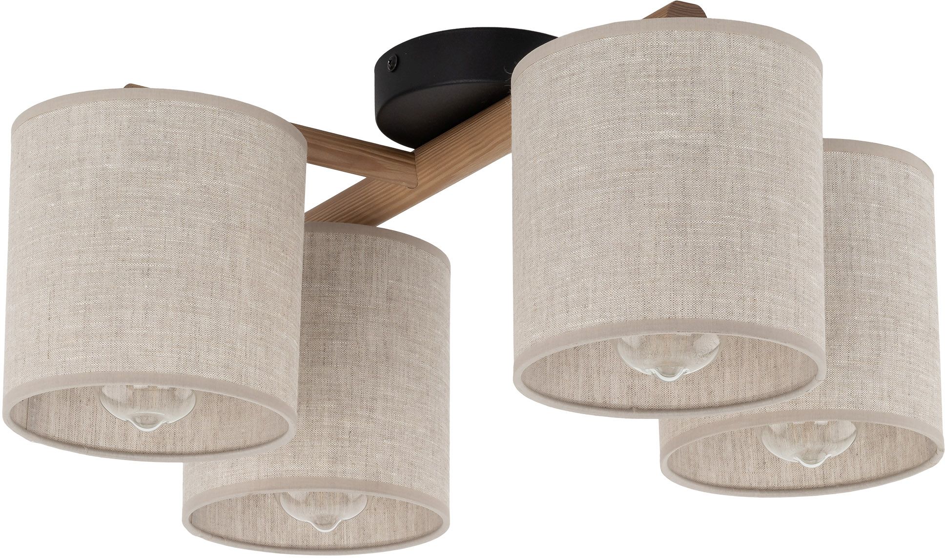 TK Lighting Deva Nature plafonnier 4x15 W noir-gris-bois 6866