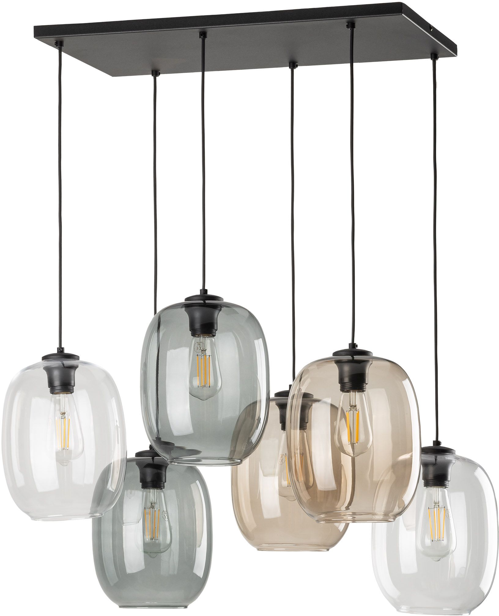 TK Lighting Elio lampe suspendue 6x15 W noir 5974