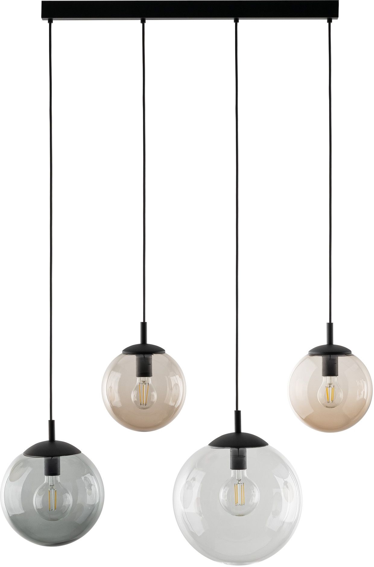 TK Lighting Esme lampe suspendue 4x15 W noir-transparent-opale-graphite 4795