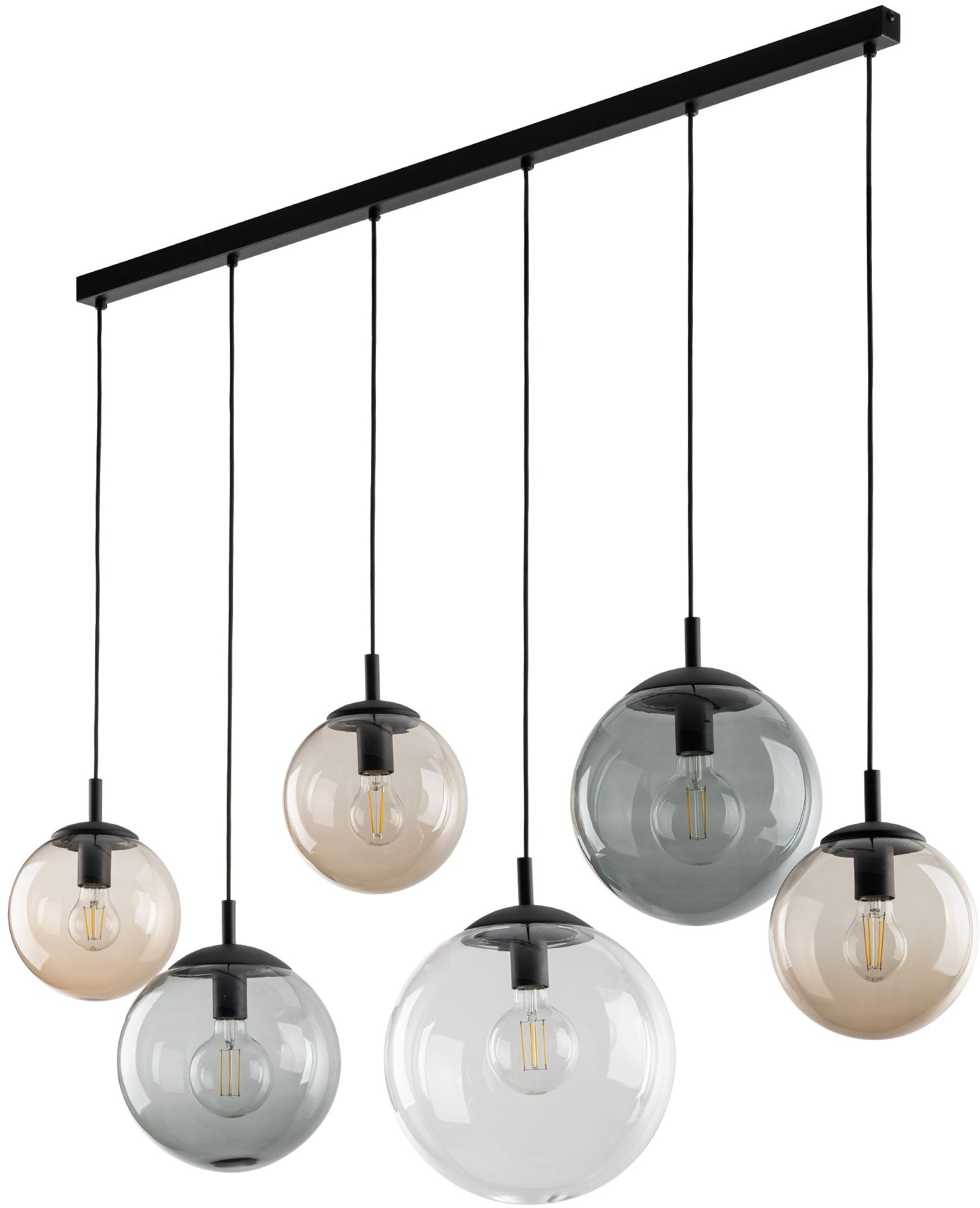 TK Lighting Esme lampe suspendue 6x15 W noir-transparent-opale-graphite 4797