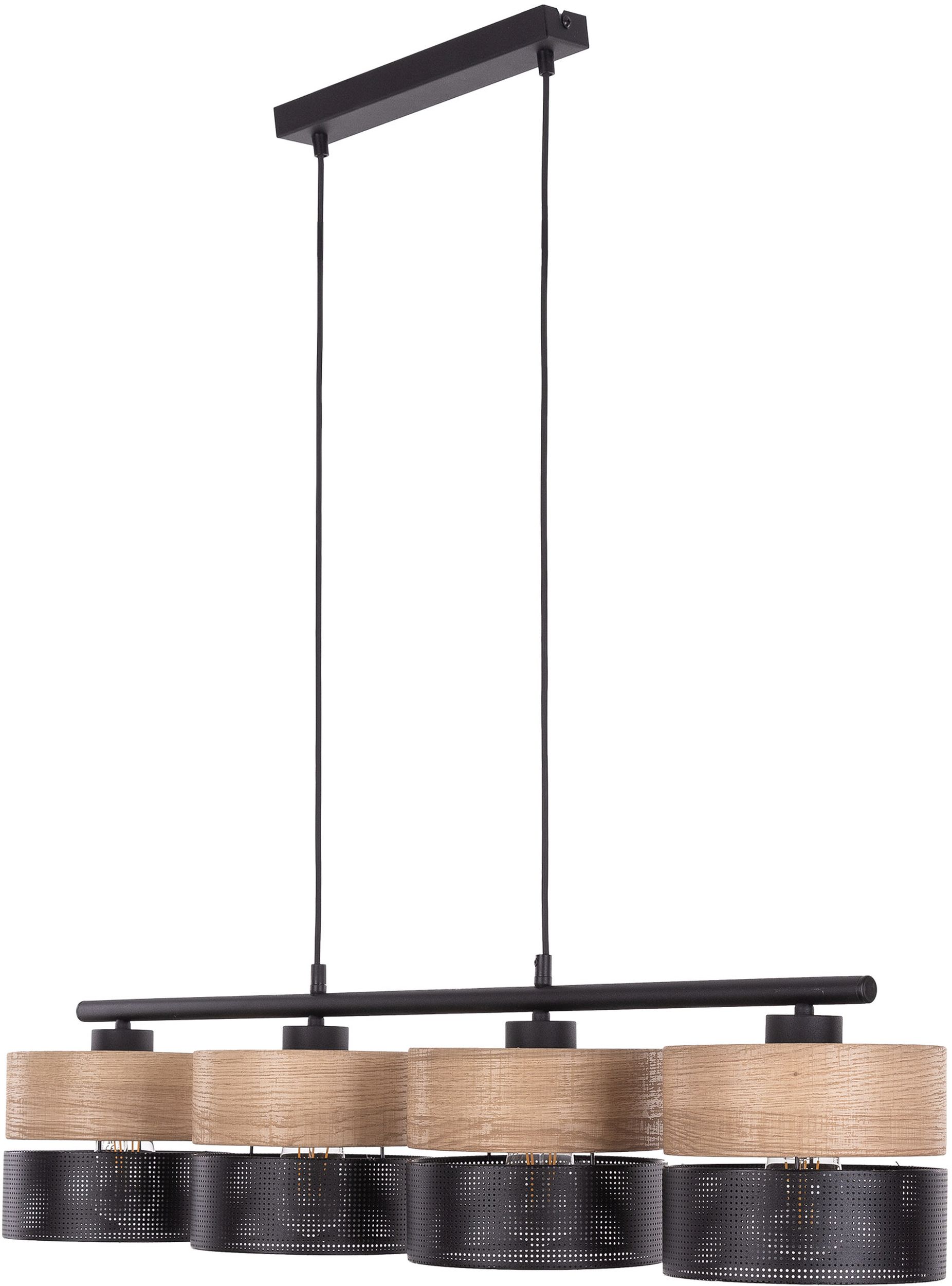 TK Lighting Nicol lampe suspendue 4x15 W noir-bois 4802