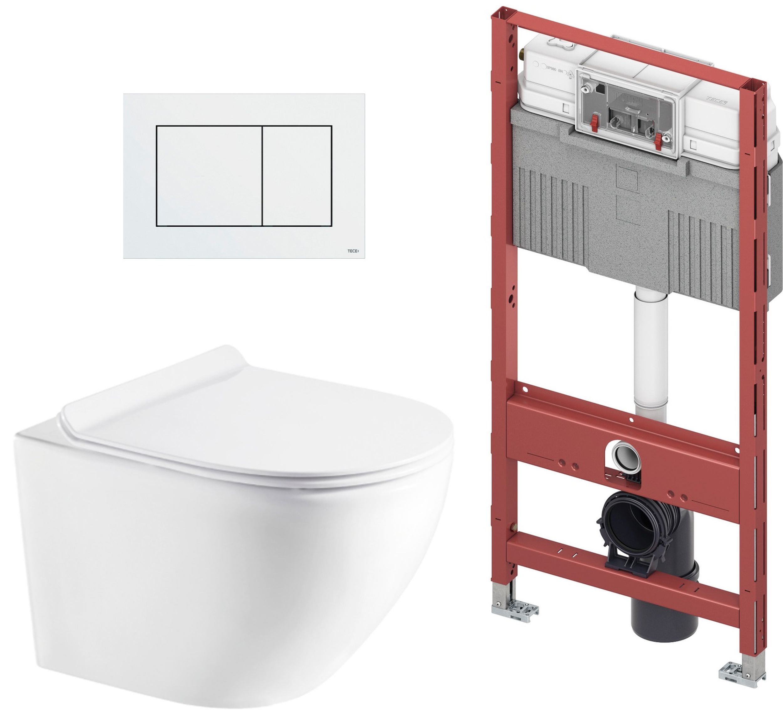 Set châssis encastré Tece Profil 9300302, cuvette WC avec abattant à descente lente Hagser Beno HGR10000042, 9.240.400