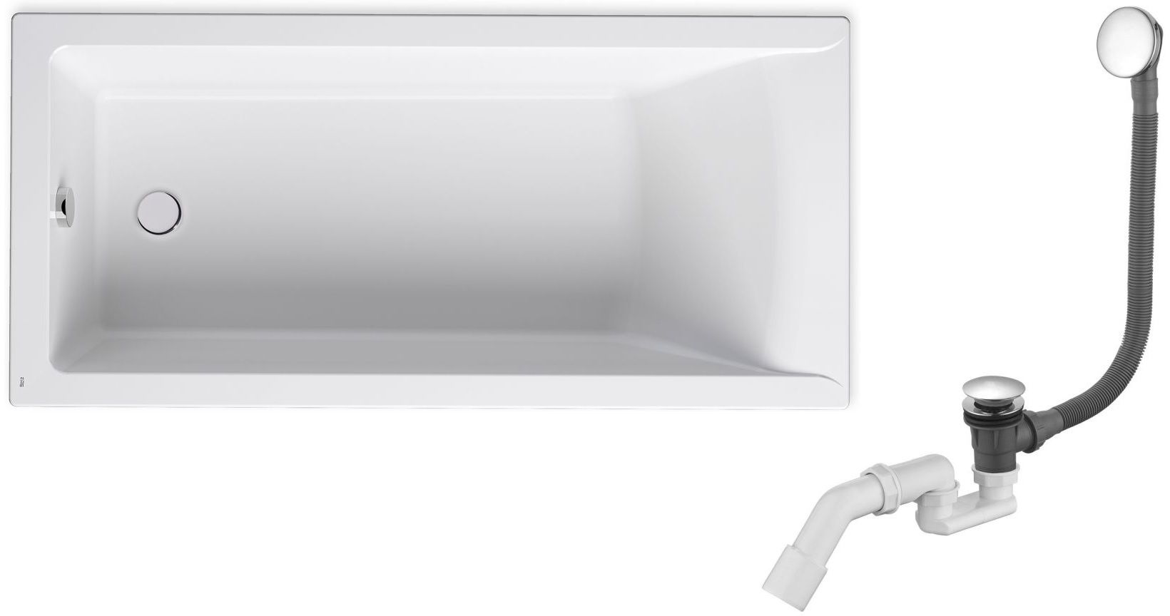 Set baignoire rectangulaire Roca Savai A248587000, siphon de baignoire Oltens Fusa 03002100