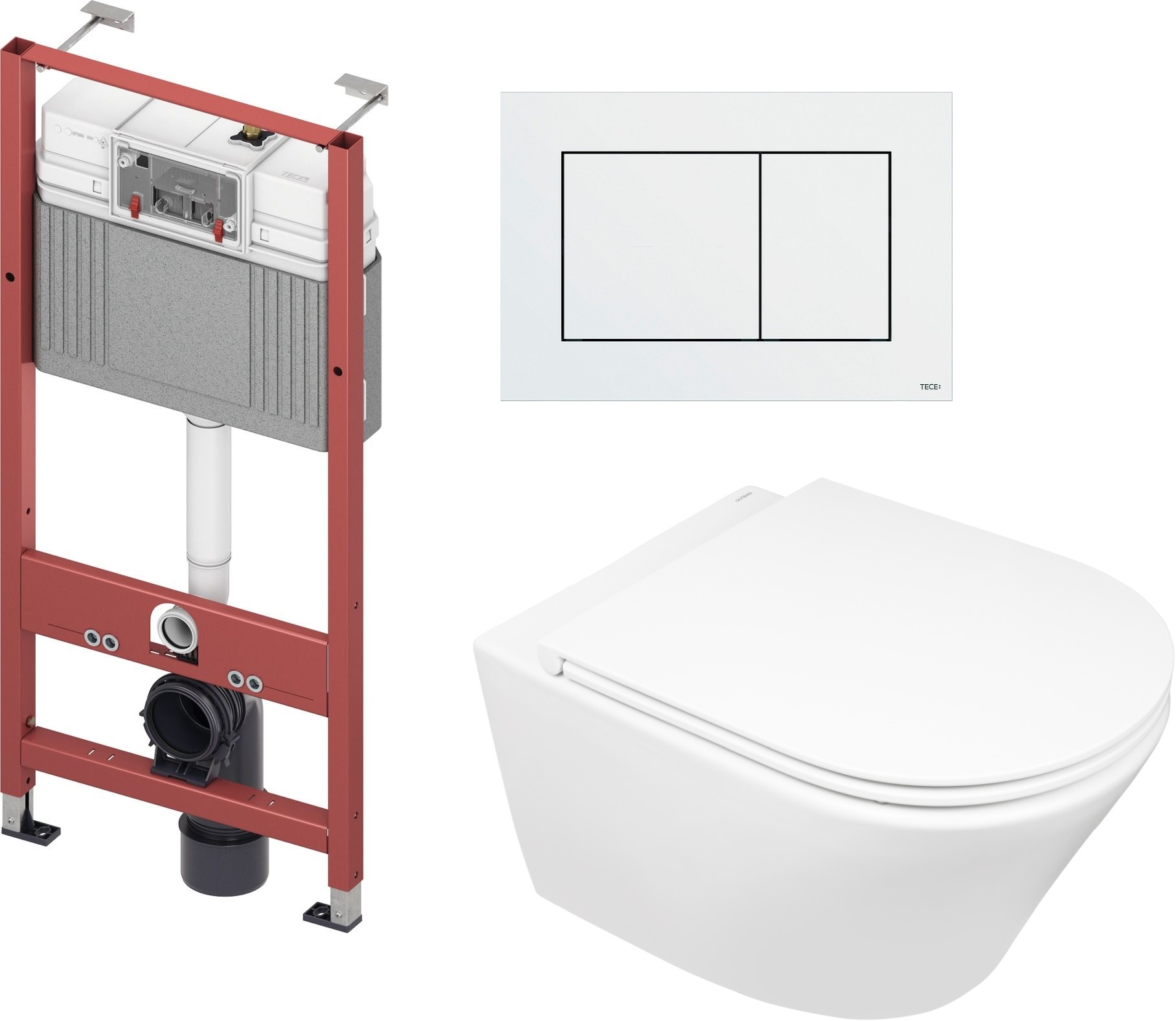 Set châssis encastré Tece Base 9400407, cuvette de WC Oltens Jog 42001000, 45102000, 9.240.400