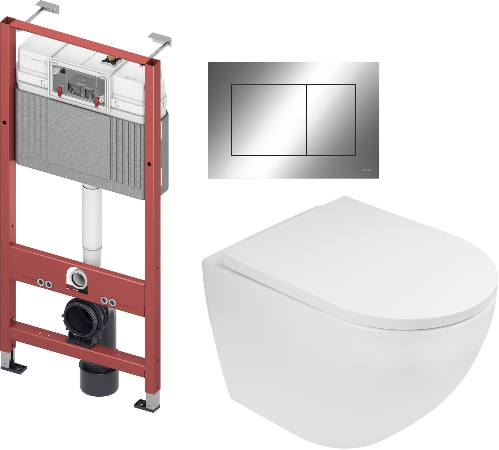 Set cuvette de WC Oltens Hamnes 42513000, châssis encastré Tece Base 9400407, 45109000, 9.240.401