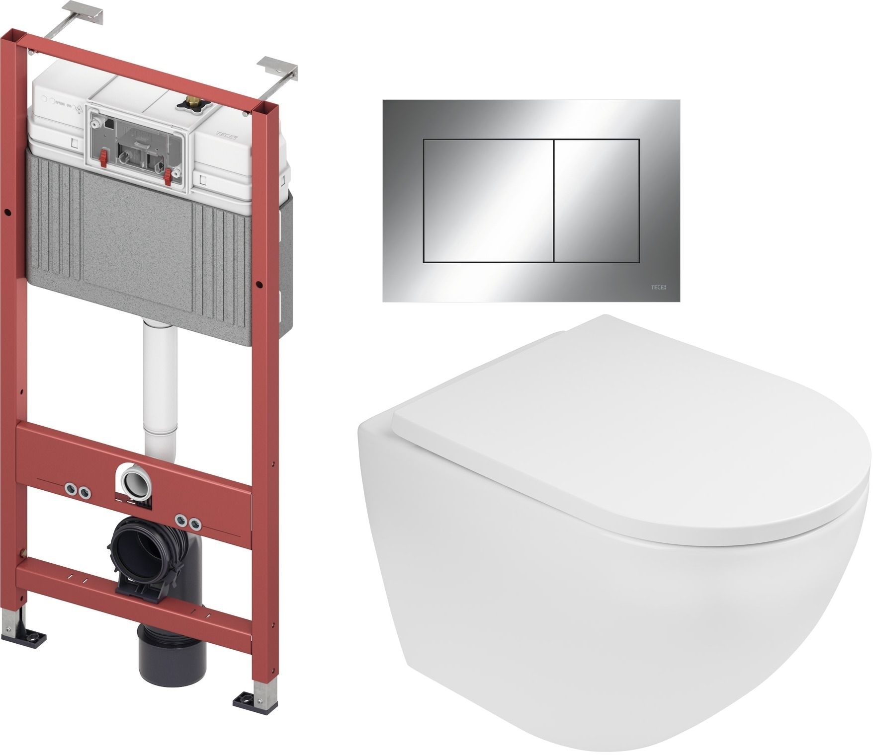 Set châssis encastré Tece Base 9400407, cuvette de WC Oltens Hamnes 42013000, 9.240.401, 45109000