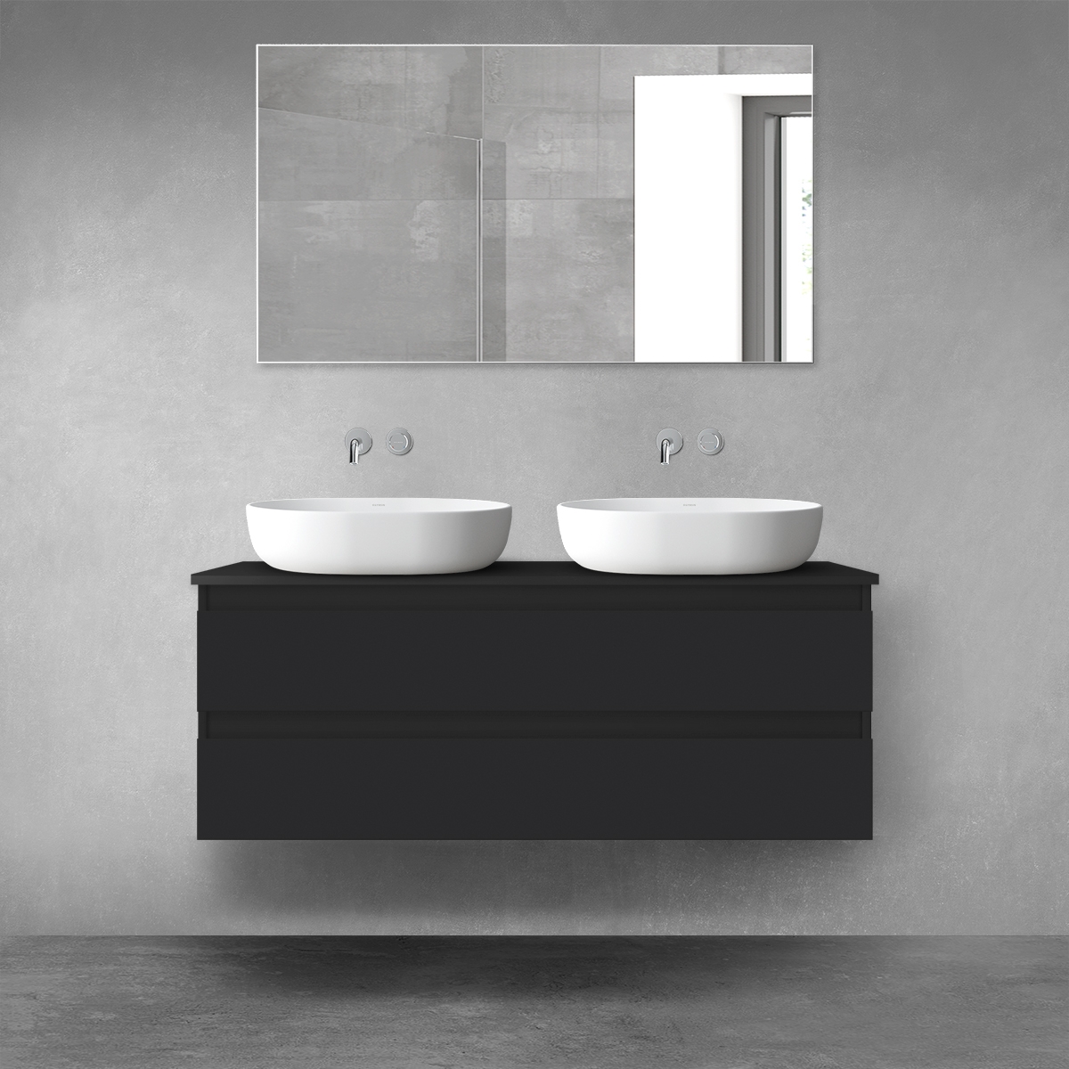 Oltens Vernal armoire 120x45.6x47 cm sous-lavabo suspendu noir 60019300