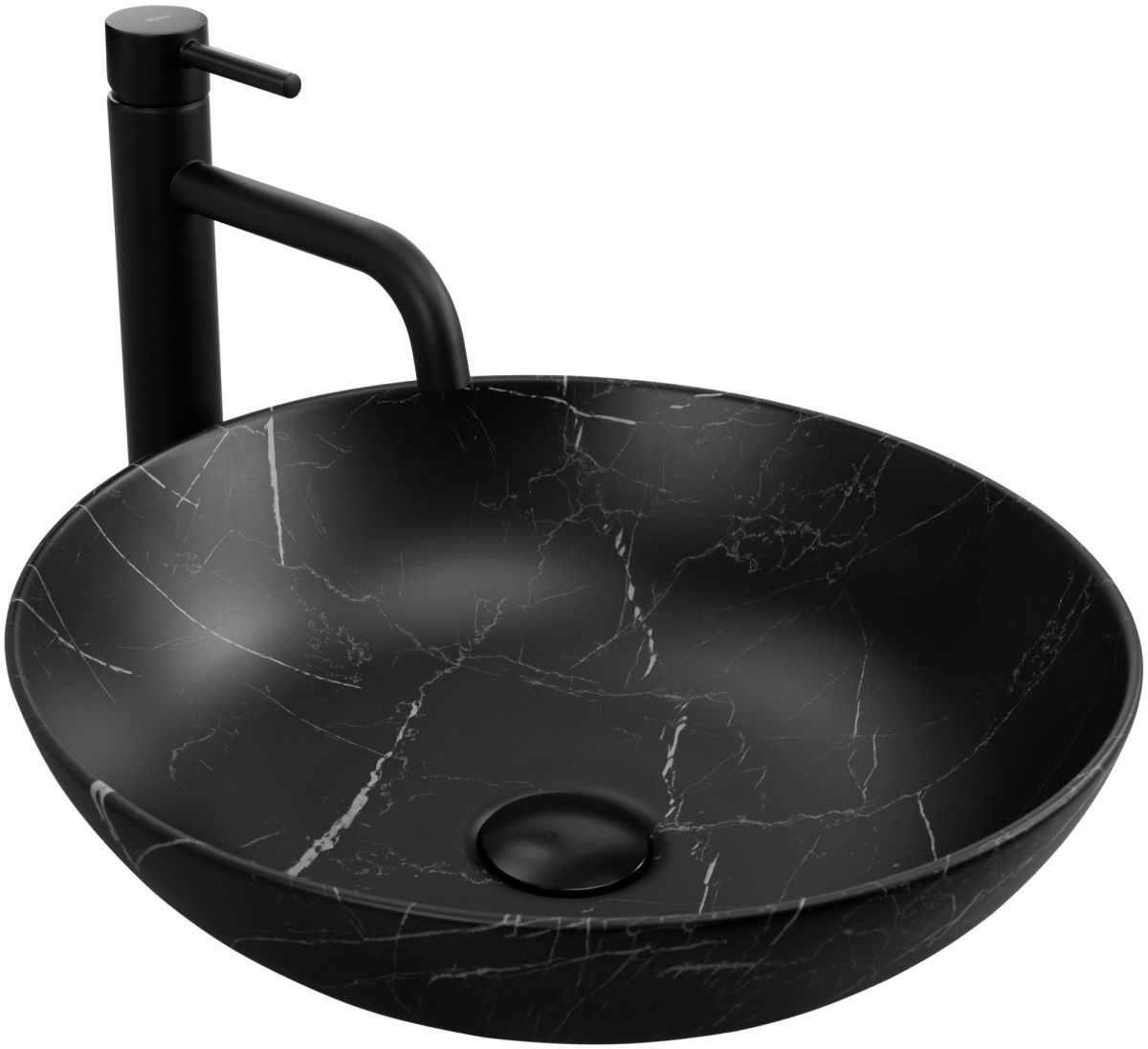 Rea Fibo Black Matt umywalka 40,5 cm nablatowa okrągła czarny mat REA-U3301