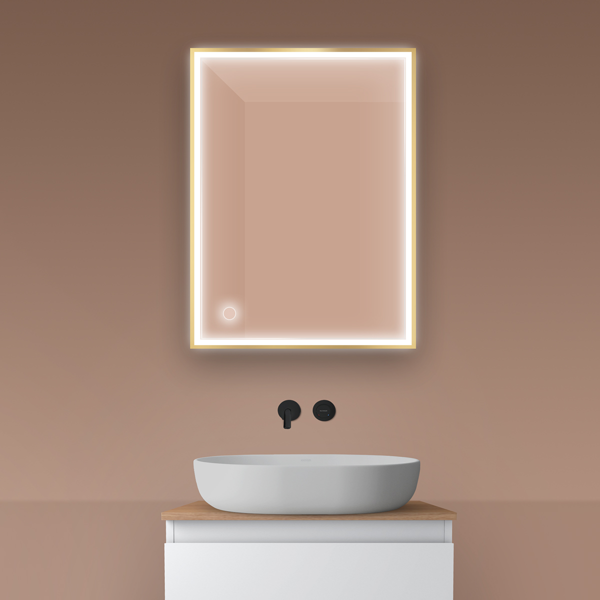 Oltens Nordlis miroir 60x80 cm rectangulaire avec éclairage oui doré 64105800