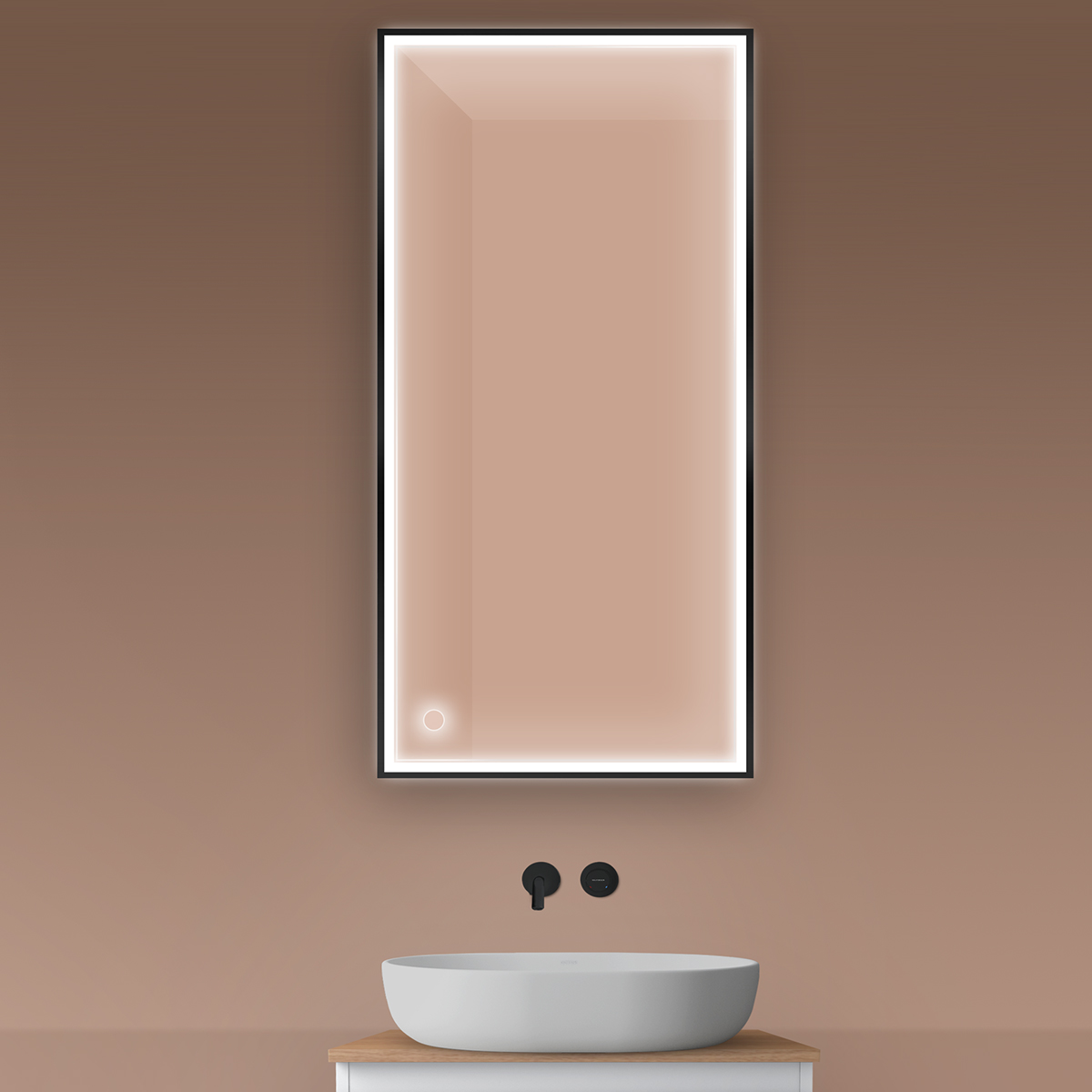 Oltens Nordlis miroir 60x120 cm rectangulaire avec éclairage oui noir 64107300