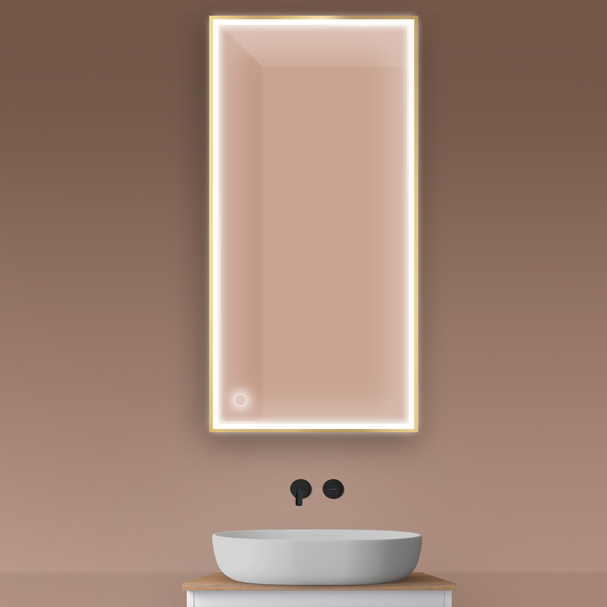 Oltens Nordlis miroir 60x120 cm rectangulaire avec éclairage oui doré 64107800