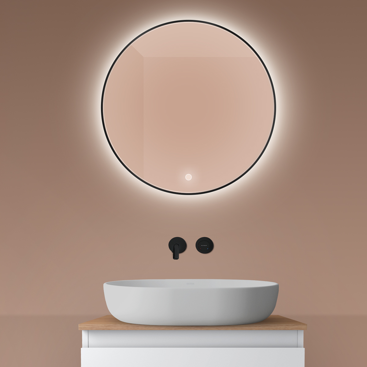 Oltens Nordlis miroir 60x60 cm circulaire avec éclairage oui noir 64108300