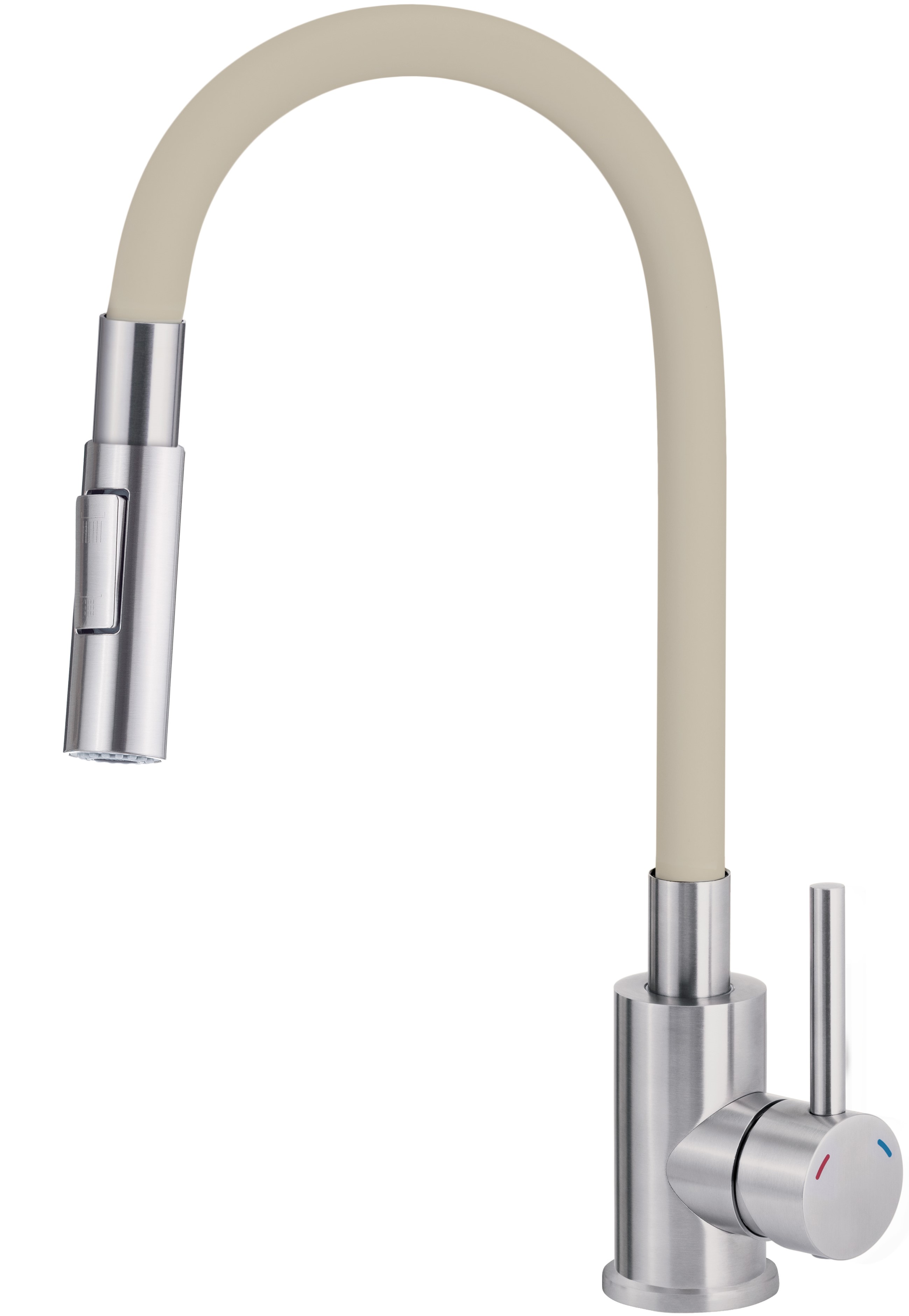 Deante Luno mitigeur de cuisine sur pied acier inoxydable-beige BOC_5740