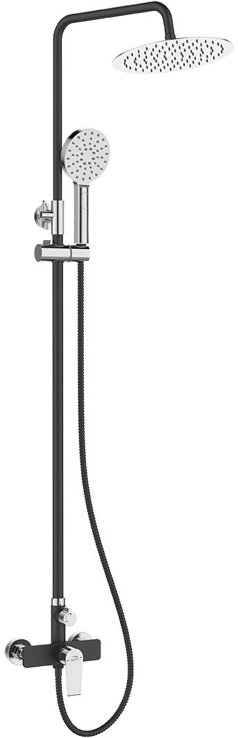 Laveo Largo ensemble de douche mural oui noir PAH70OB