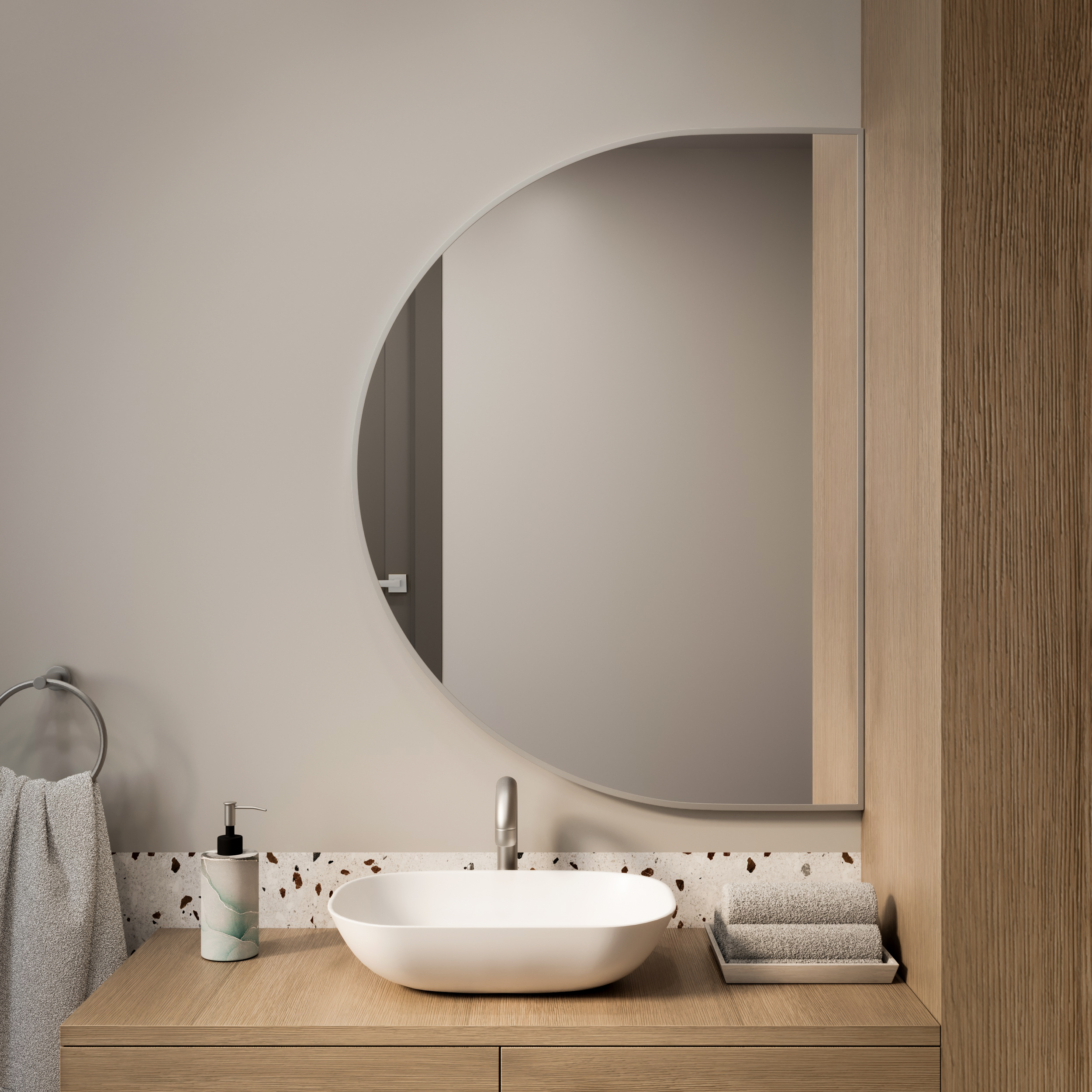 Baltica Design Tiny Border Semi Round miroir 100x70 cm argenté 5904107923864