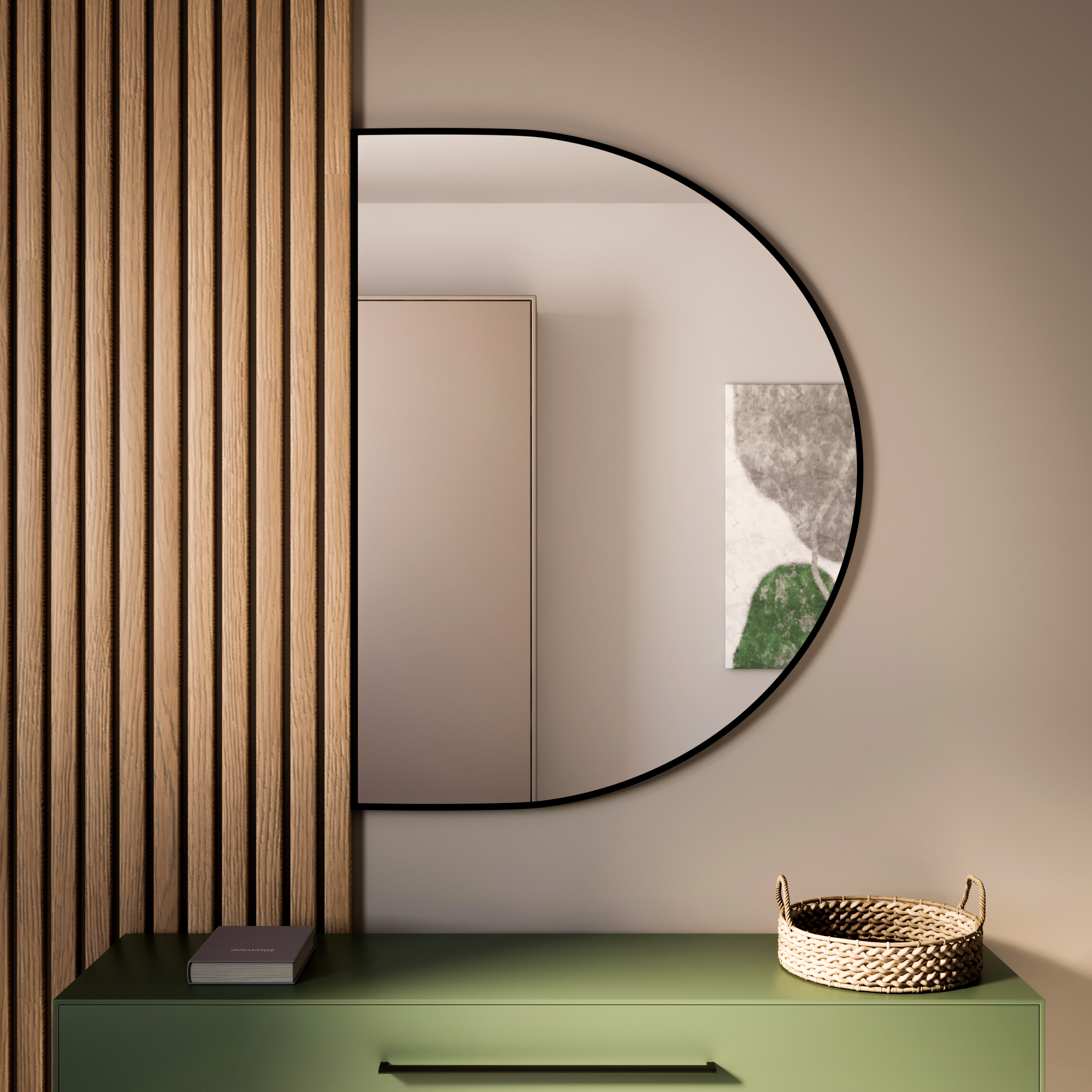 Baltica Design Tiny Border Semi Round miroir 130x85 cm noir 5904107923710