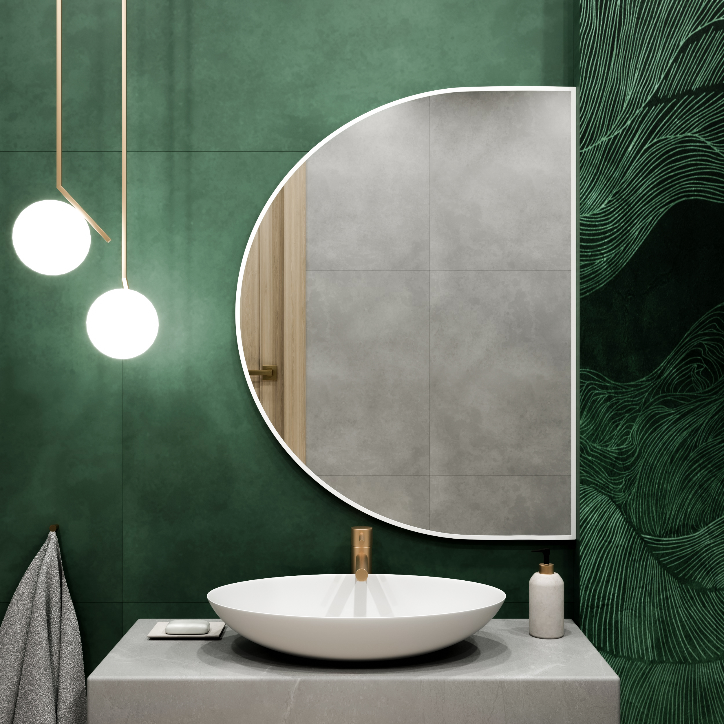 Baltica Design Tiny Border Semi Round miroir 140x90 cm blanc 5904107923505