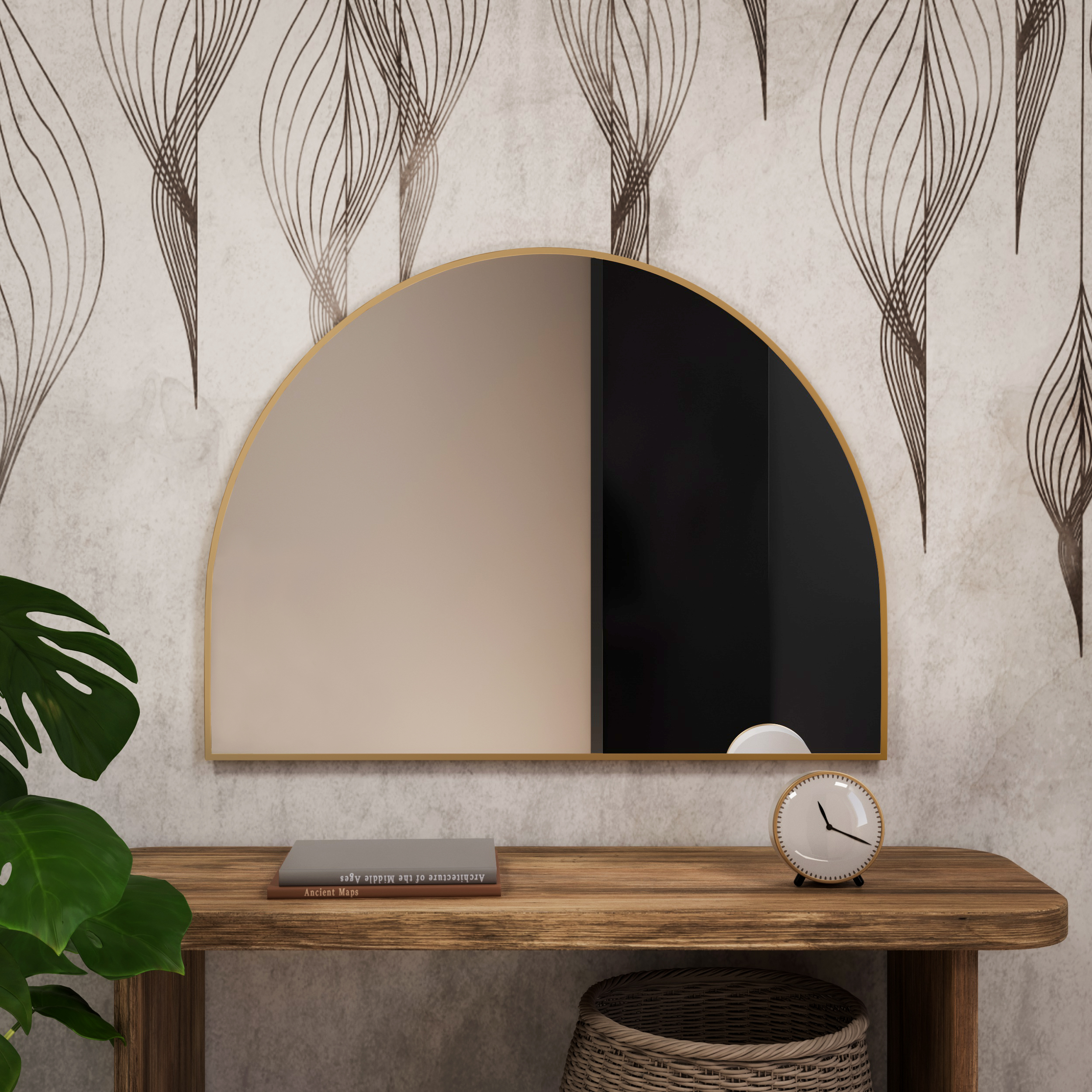 Baltica Design Tiny Border Semi Round miroir 110x65 cm doré 5904107924120