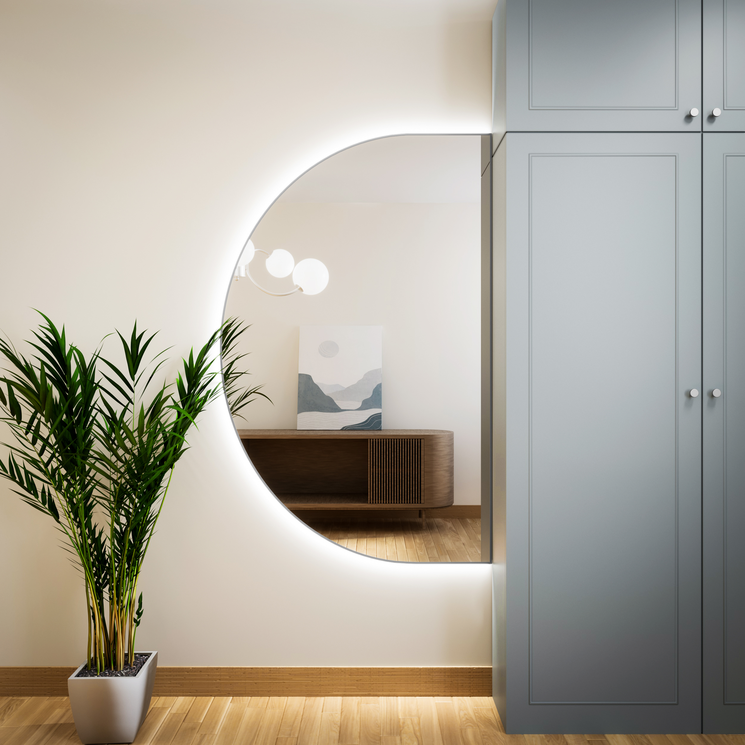 Baltica Design Tiny Border Semi Round miroir 110x75 cm avec éclairage argenté 5904107928364