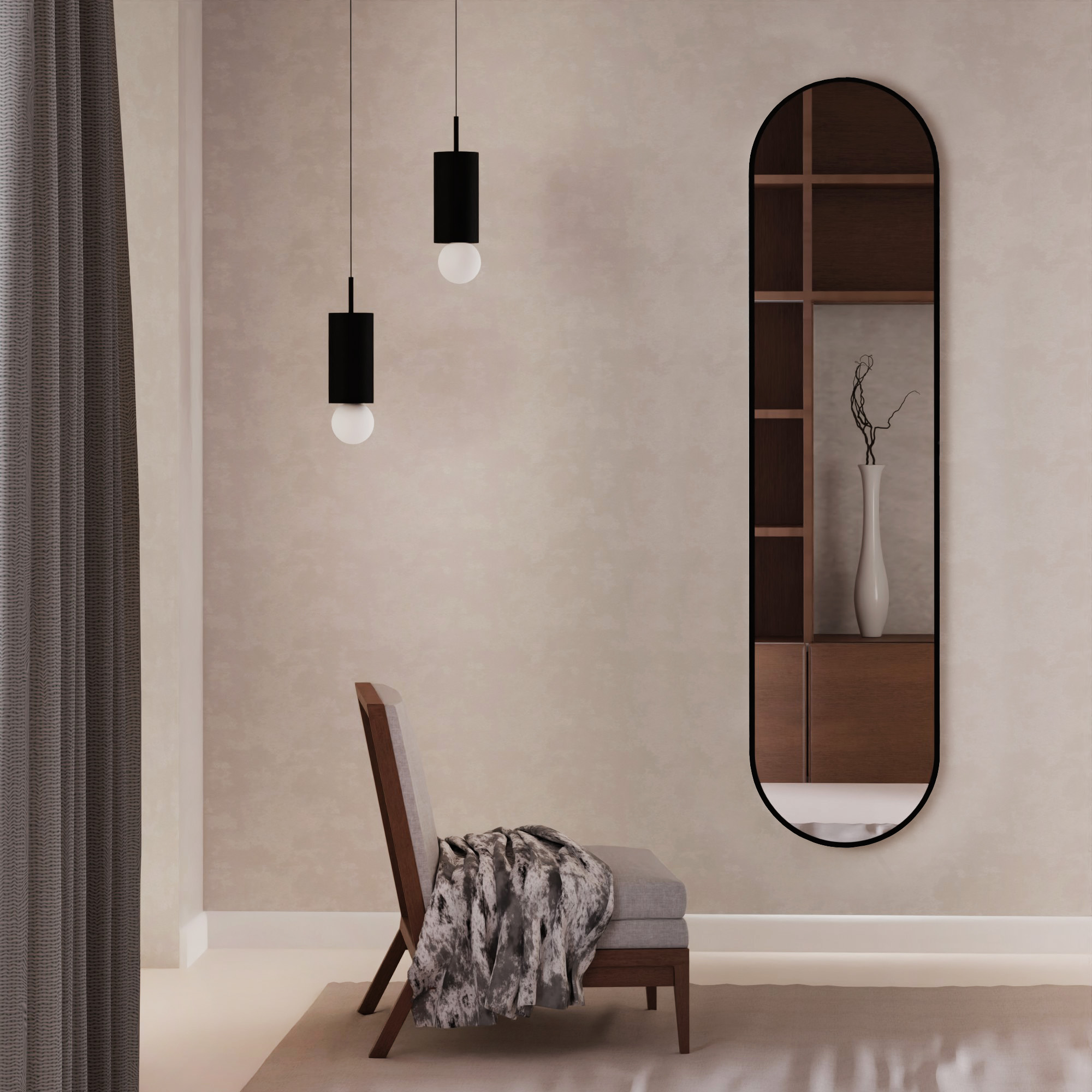Baltica Design Tiny Border Pastille miroir 40x80 cm ovale noir 5904107924342