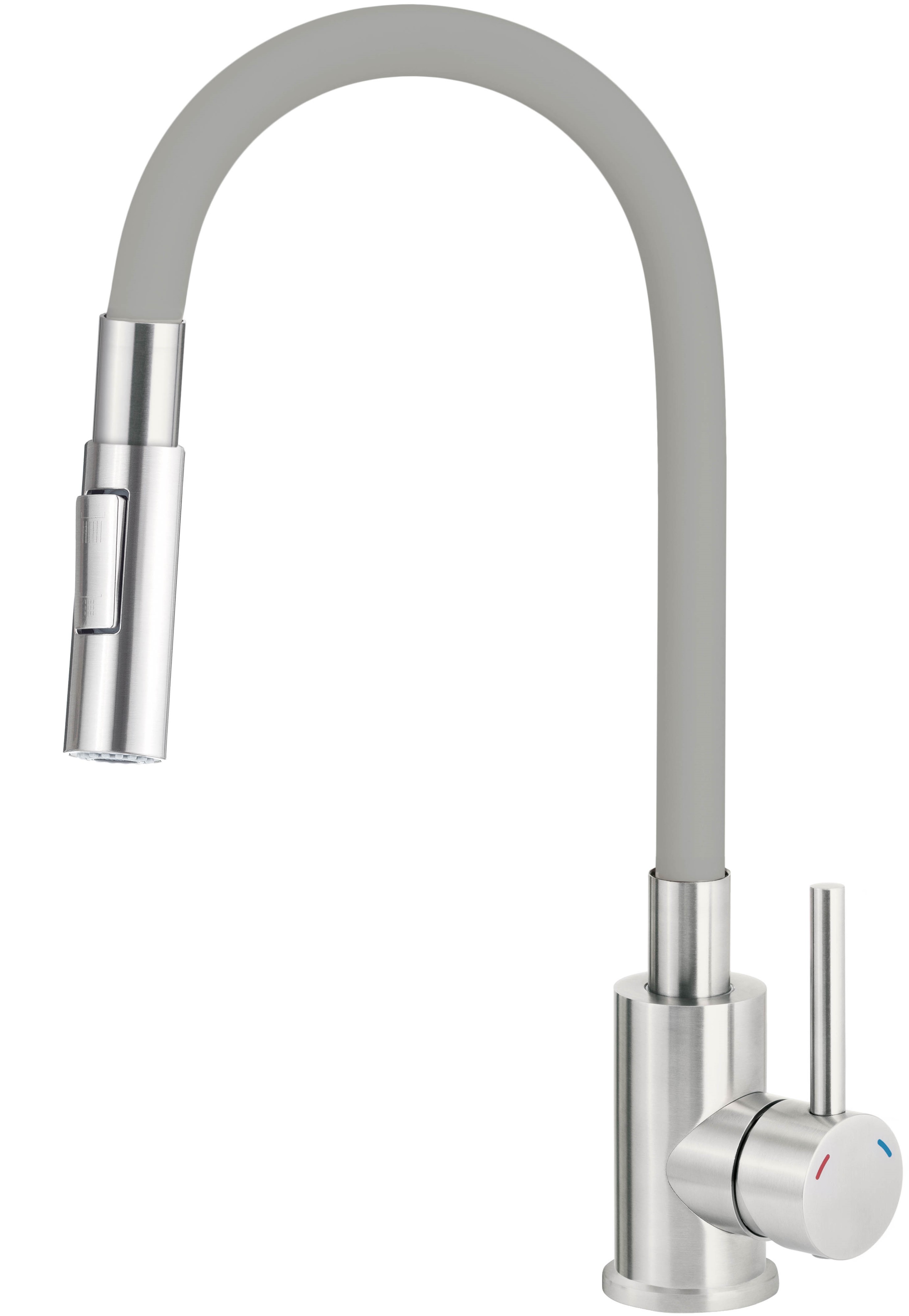 Deante Luno mitigeur de cuisine sur pied acier inoxydable-graphite/gris BOC_S740