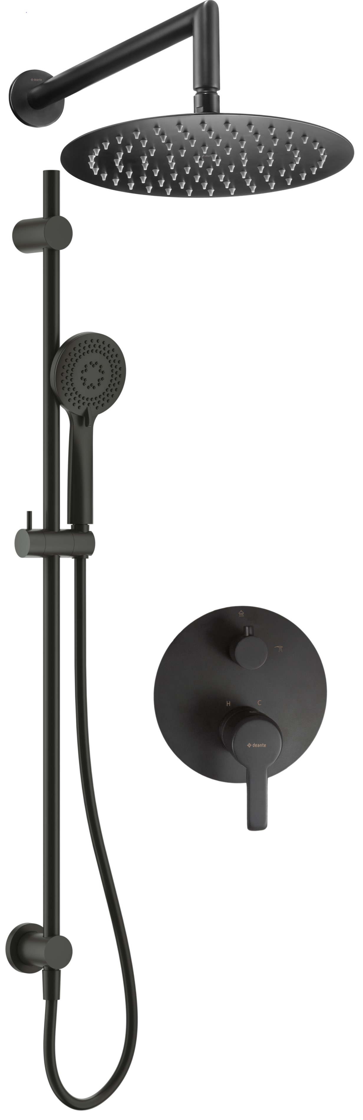 Deante Arnika kit baignoire-douche encastré avec douche pluie noir NAC_N6QP
