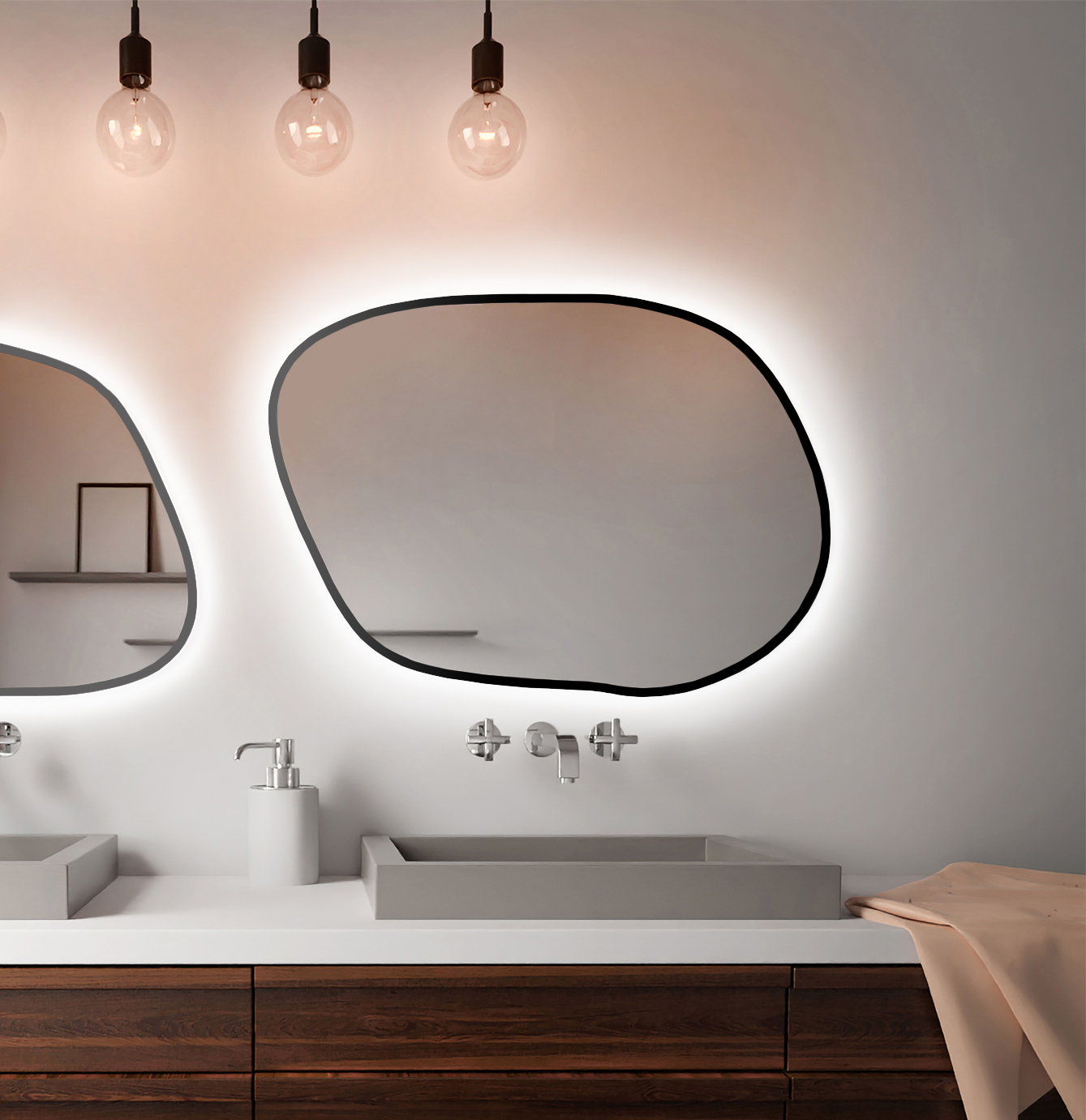 Baltica Design Bright Stain IV miroir 100x71 cm avec éclairage noir 5904107920993