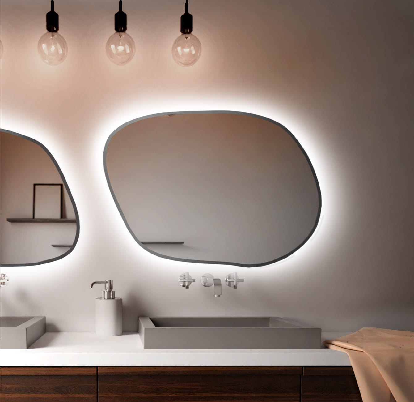 Baltica Design Bright Stain IV miroir 100x71 cm avec éclairage argenté 5904107921174