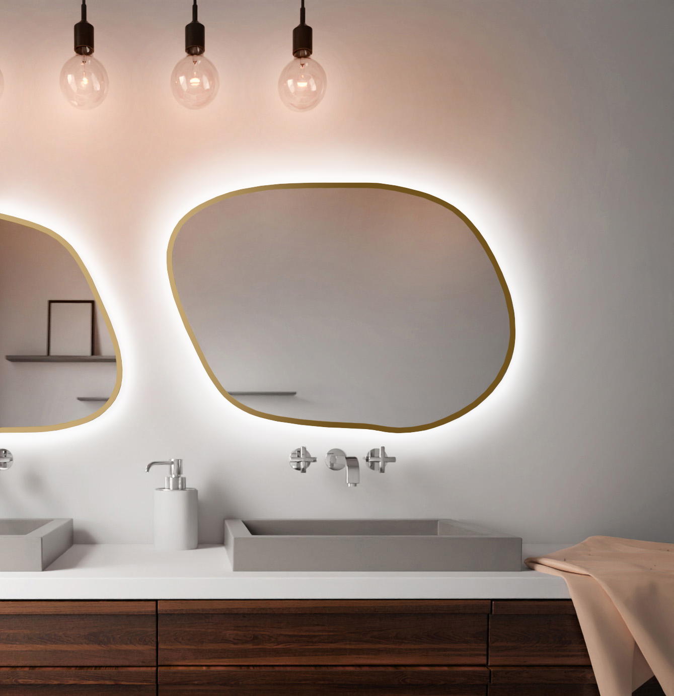 Baltica Design Bright Stain IV miroir 90x64 cm avec éclairage doré 5904107921310