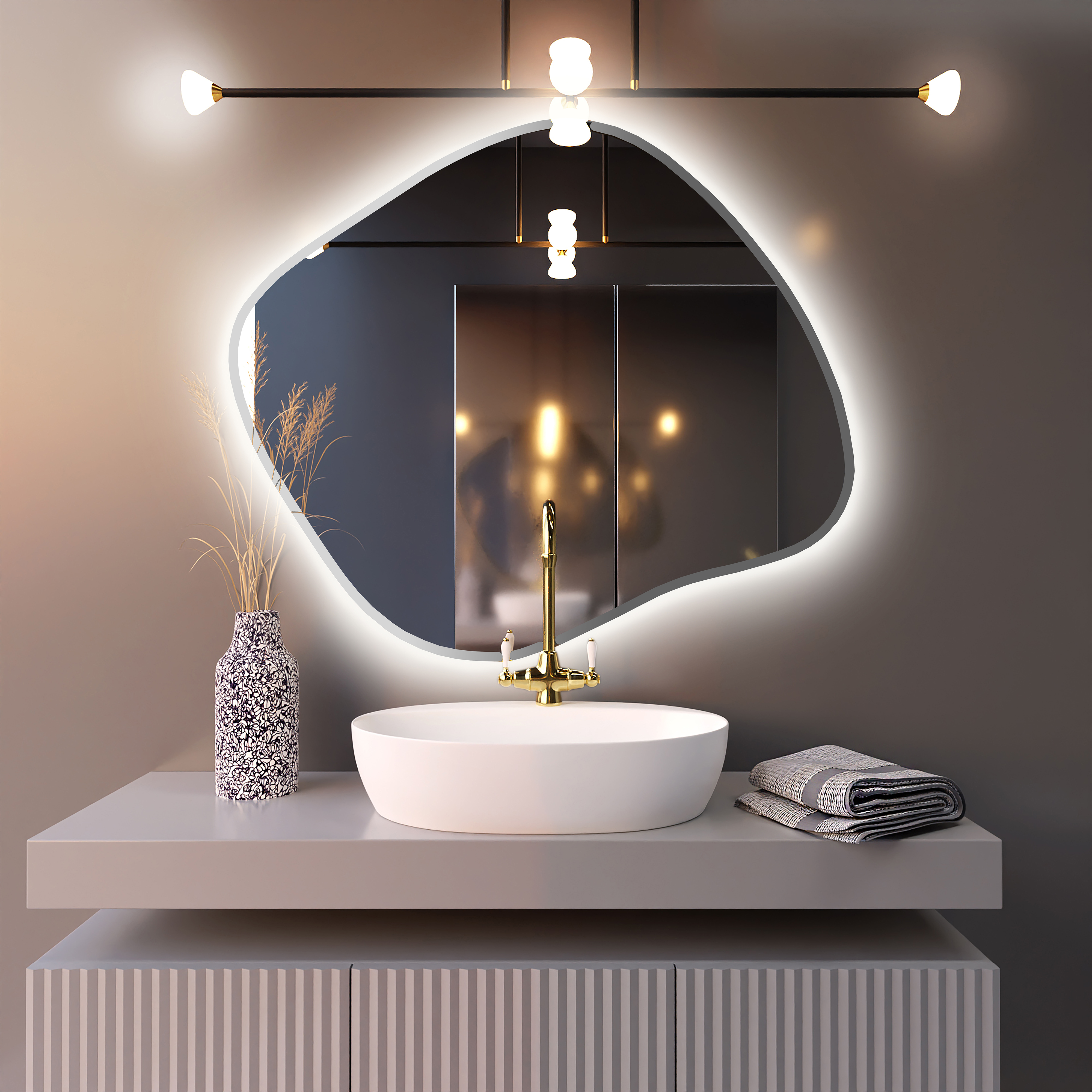 Baltica Design Bright Stain III miroir 100x86 cm avec éclairage argenté 5904107920443
