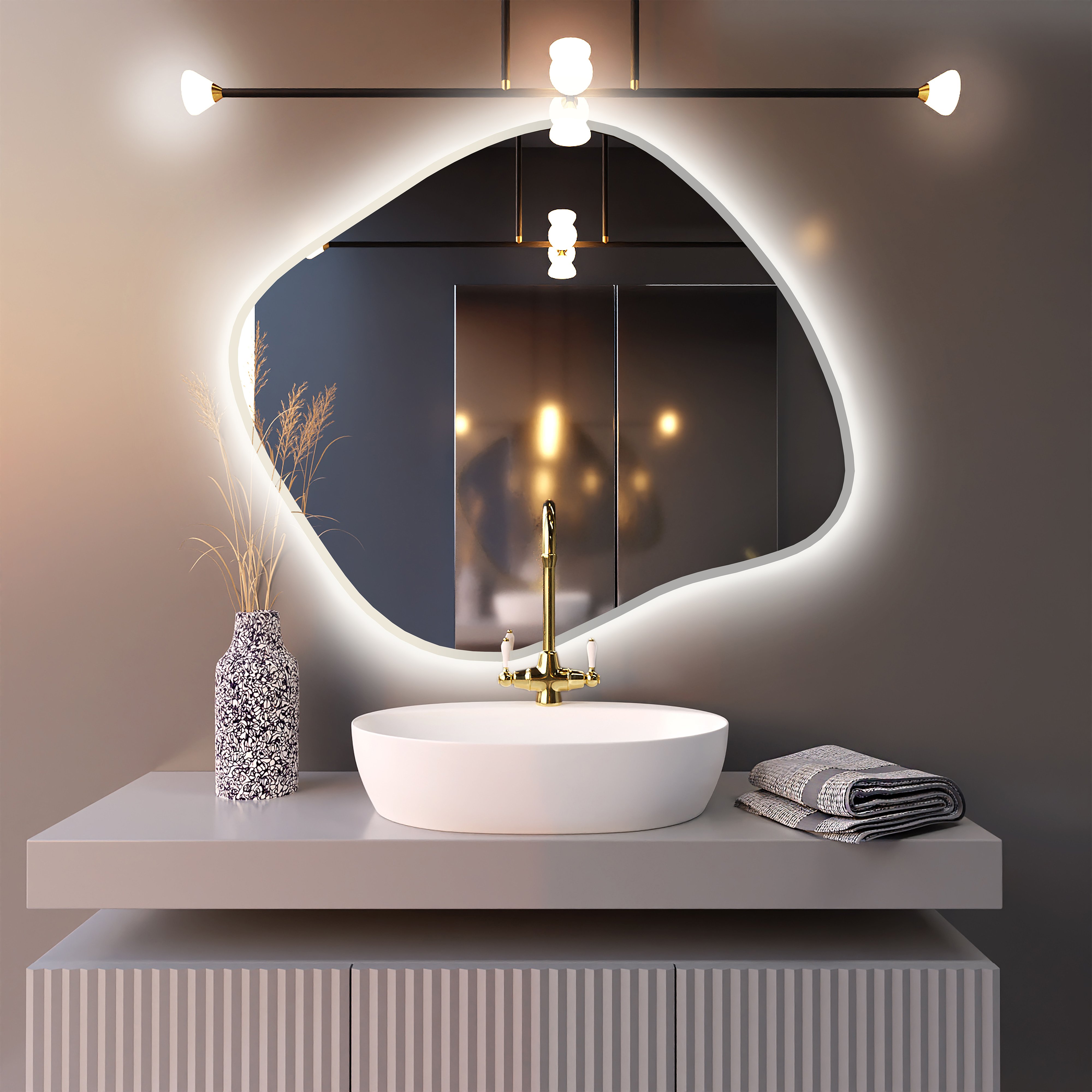 Baltica Design Bright Stain III miroir 60x52 cm avec éclairage blanc 5904107919973