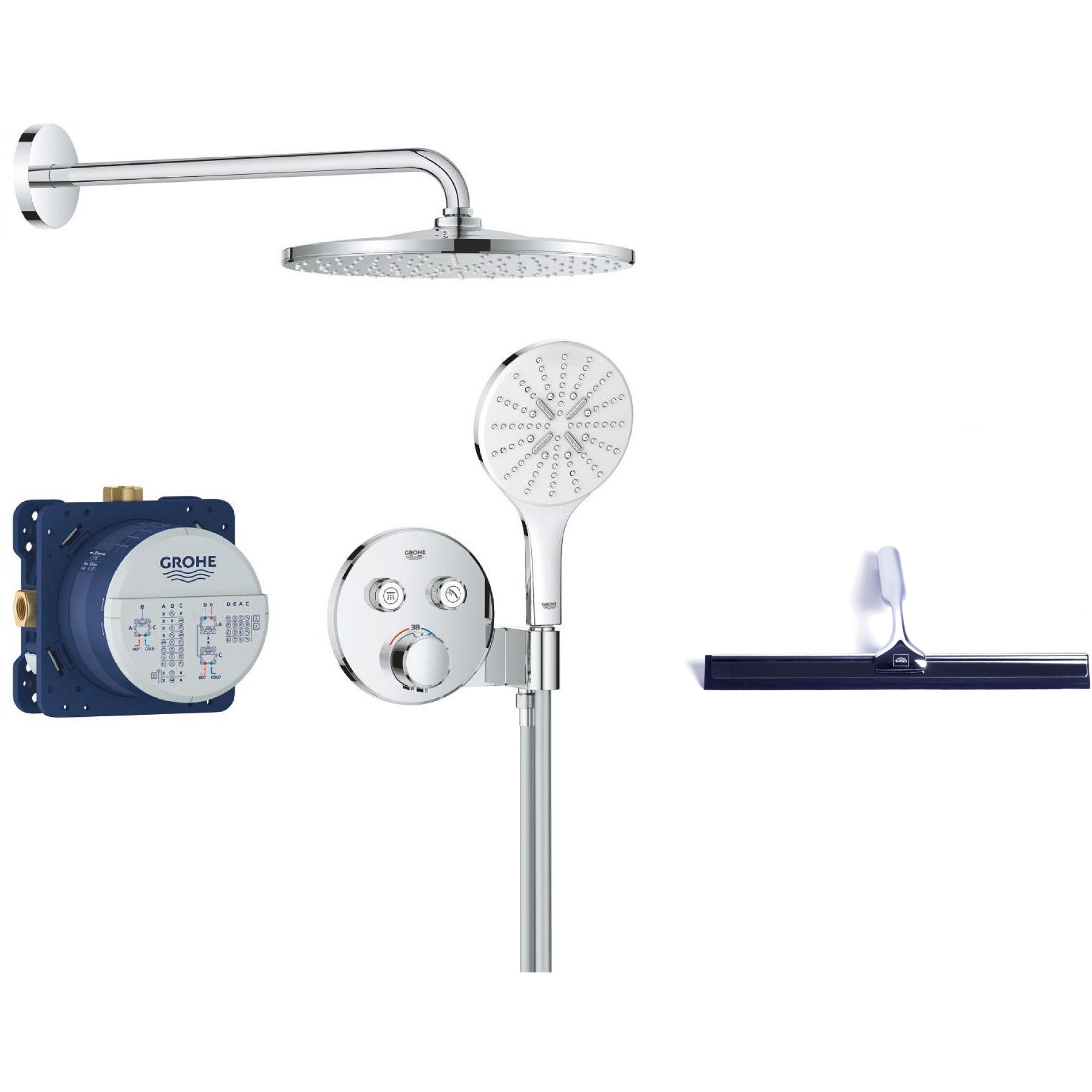 Set ensemble de douche Grohe Precision Smartcontrol 34877000, raclette à eau Grohe 4067393055617