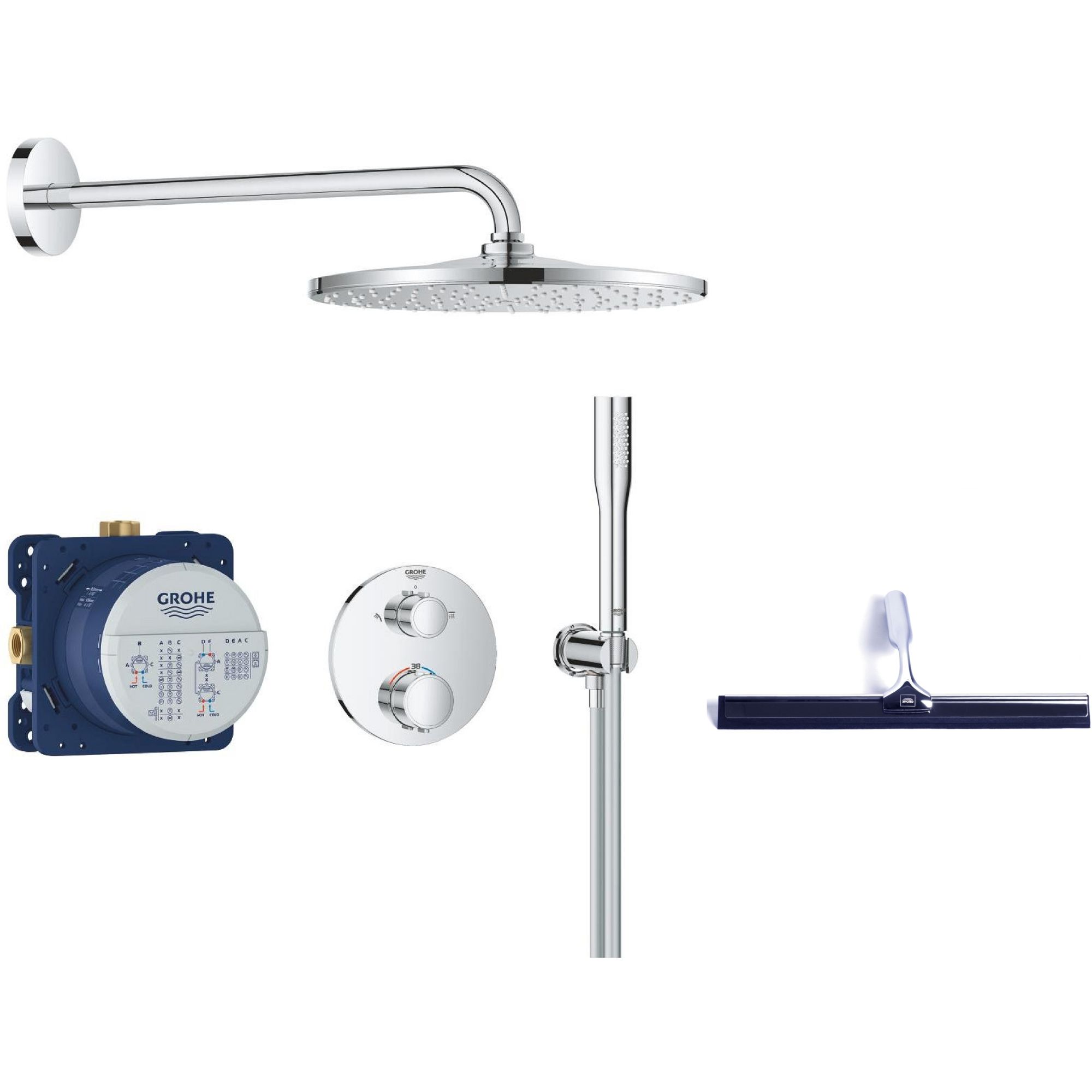 Set ensemble de douche Grohe Vitalio Start 34880000, raclette à eau Grohe 4067393055617