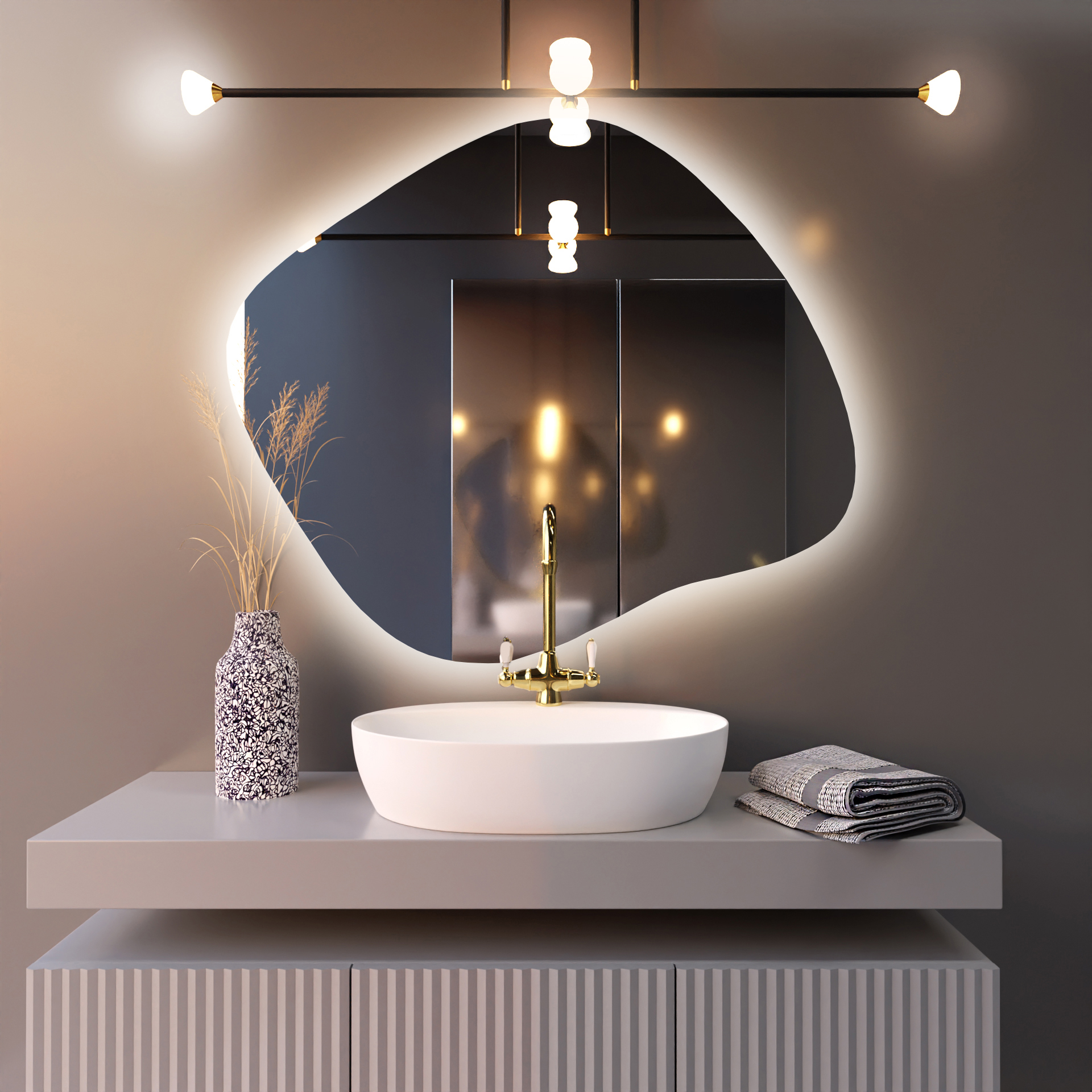 Baltica Design Bright Stain III miroir 80x70 cm avec éclairage 5904107914848